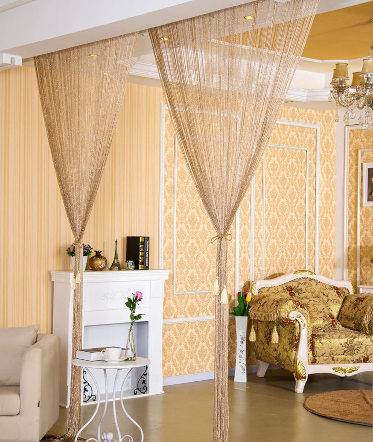 2PCS 39x79inch Glitter String Curtain Doorway Decor