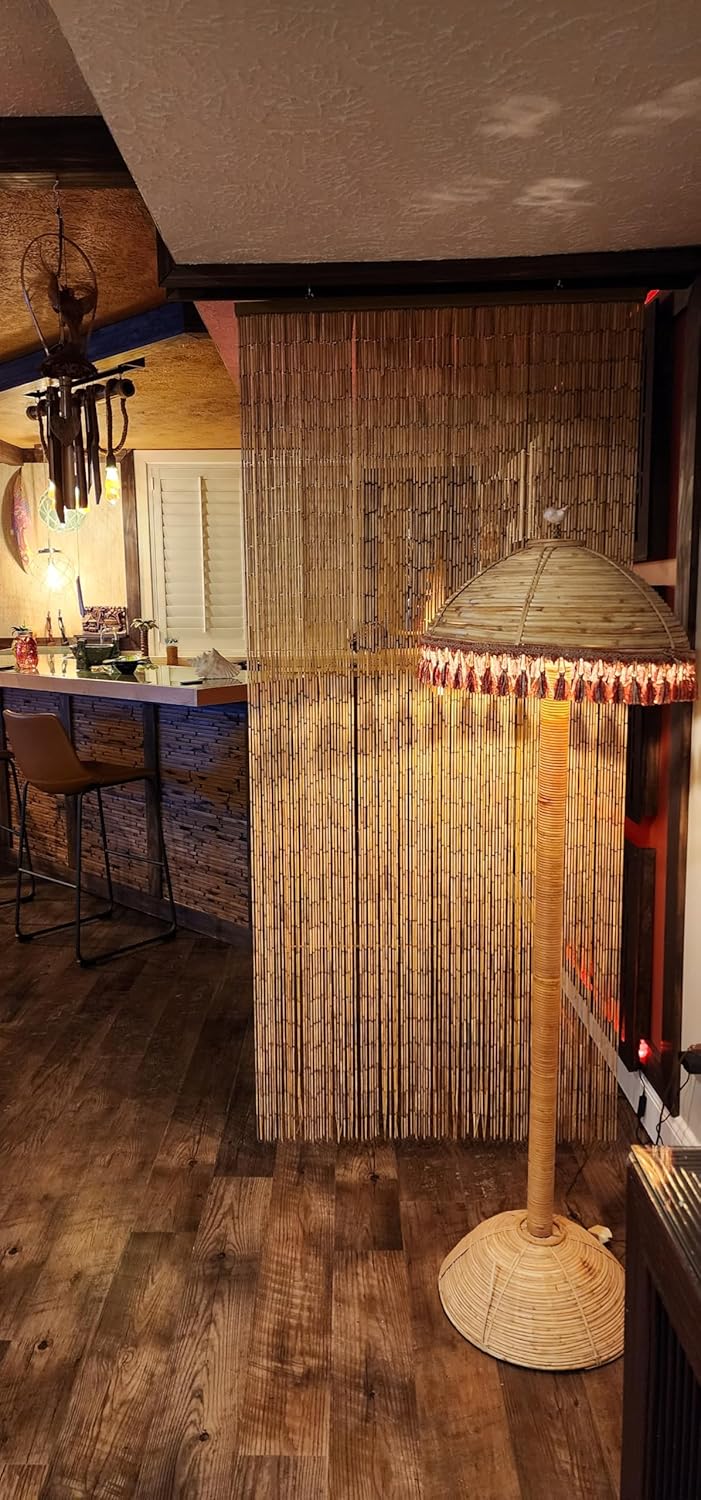 ABeadedCurtain Real 125 Strand Bamboo Beaded Curtain with Hanging Hardware