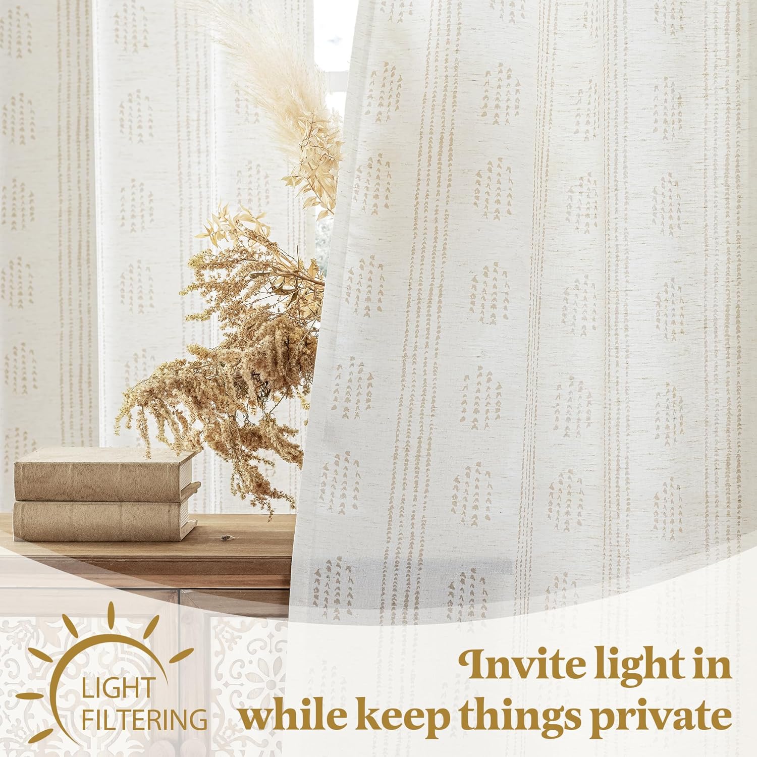 Boho Linen Curtains 84 Inches Long 2 Panels
