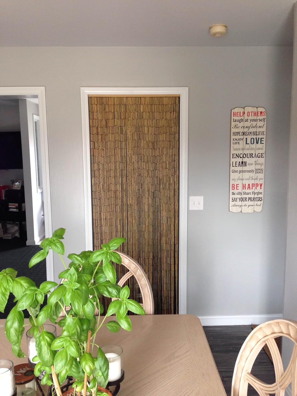 ABeadedCurtain Real 125 Strand Bamboo Beaded Curtain with Hanging Hardware