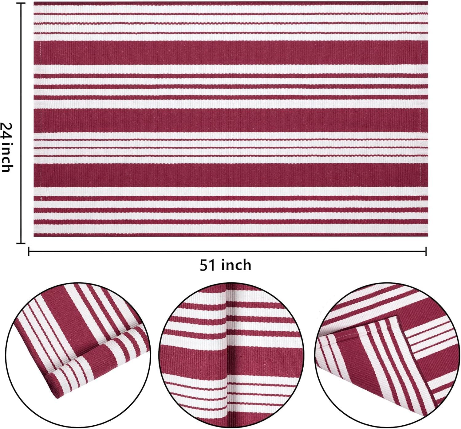 USTIDE Red and White Striped Area Rug 236 x 51 Inches