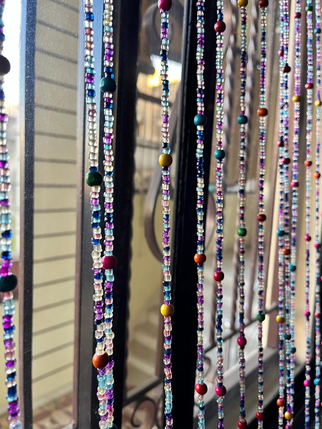 Mango Gifts Bohemian Beaded Curtain 76 Inch Multicolour Glass Beads Strings