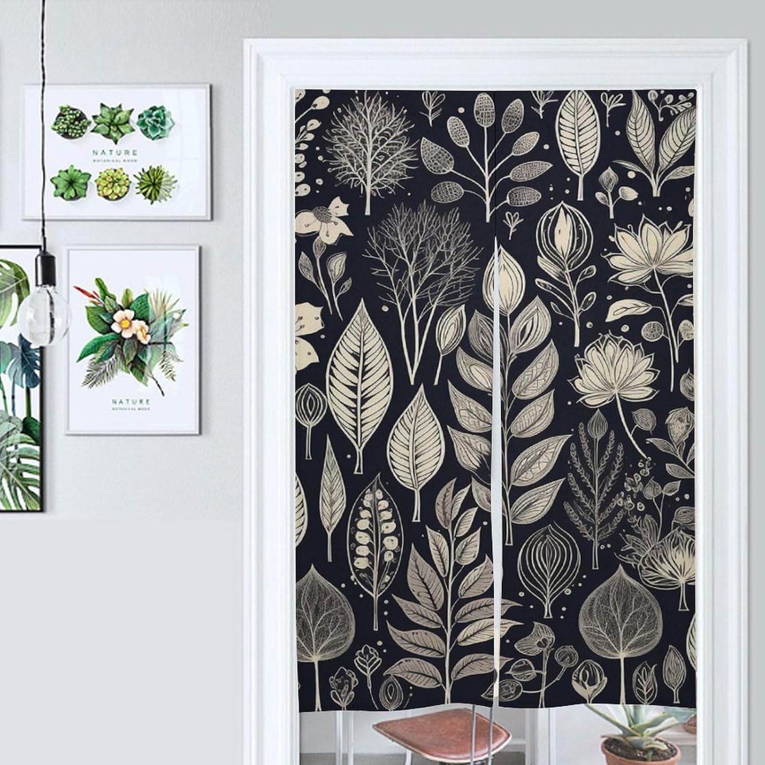 Japanese Noren Plants Print Door Curtain 34x57 Inch 1