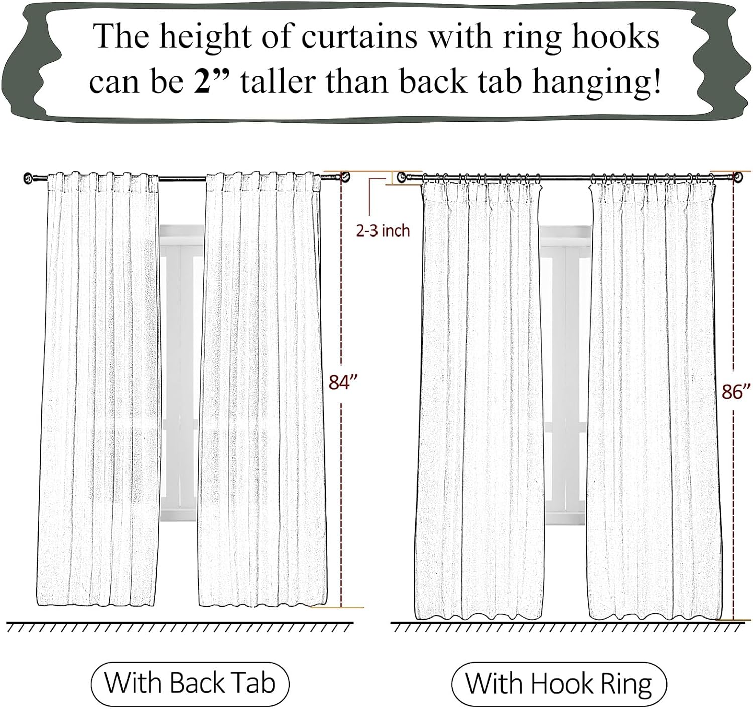 Olive Green Curtains 84 Inches 2 Panels with Back Tab Design