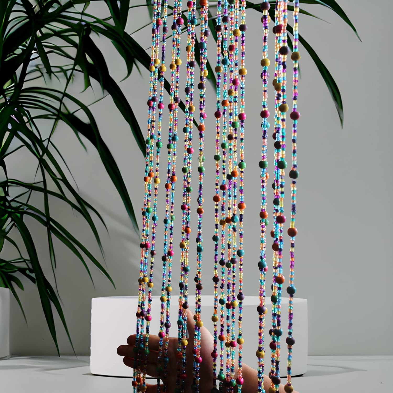 Mango Gifts Bohemian Beaded Curtain 76 Inch Multicolour Glass Beads Strings
