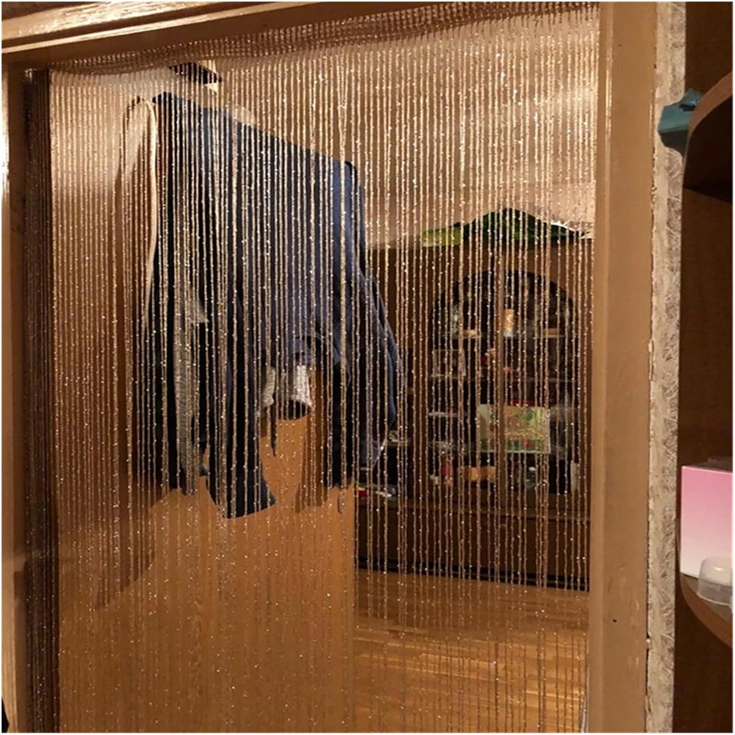 Shiny Tassel Doorway Curtain 95x200CM Blue