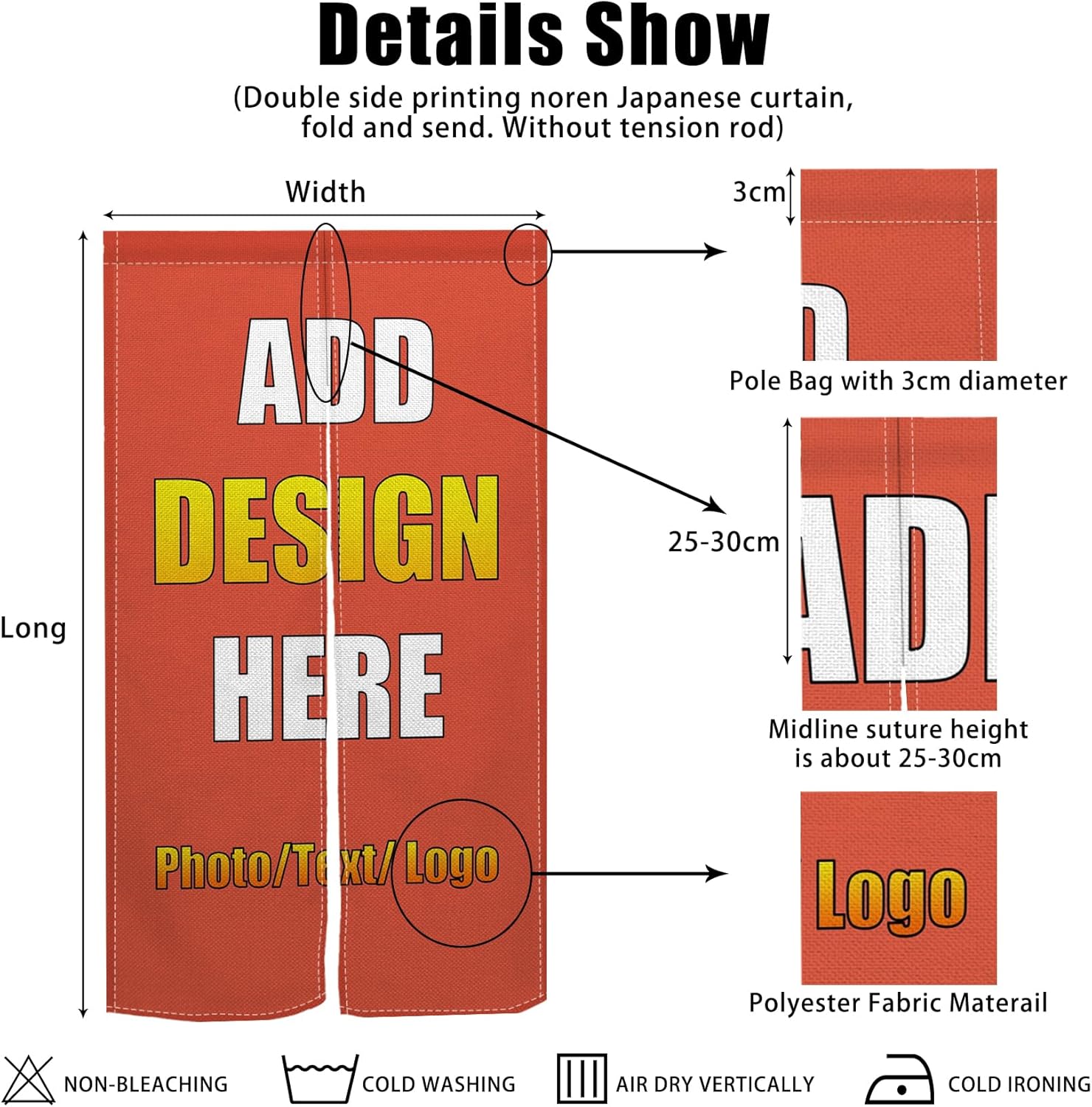 Custom Double Sided Noren Curtain with Photo Text Logo