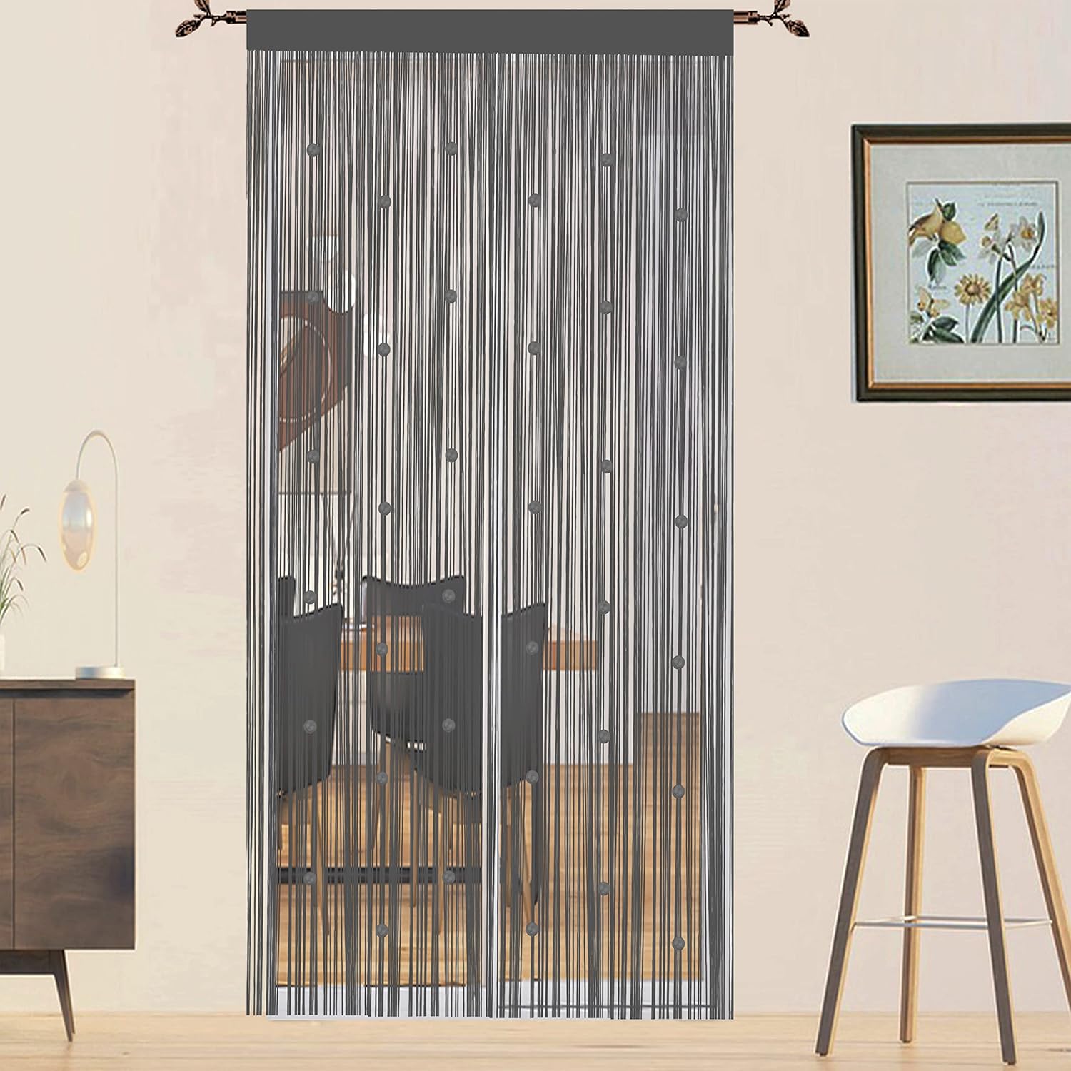 Beads Curtain Door String Curtains Grey 39x110in