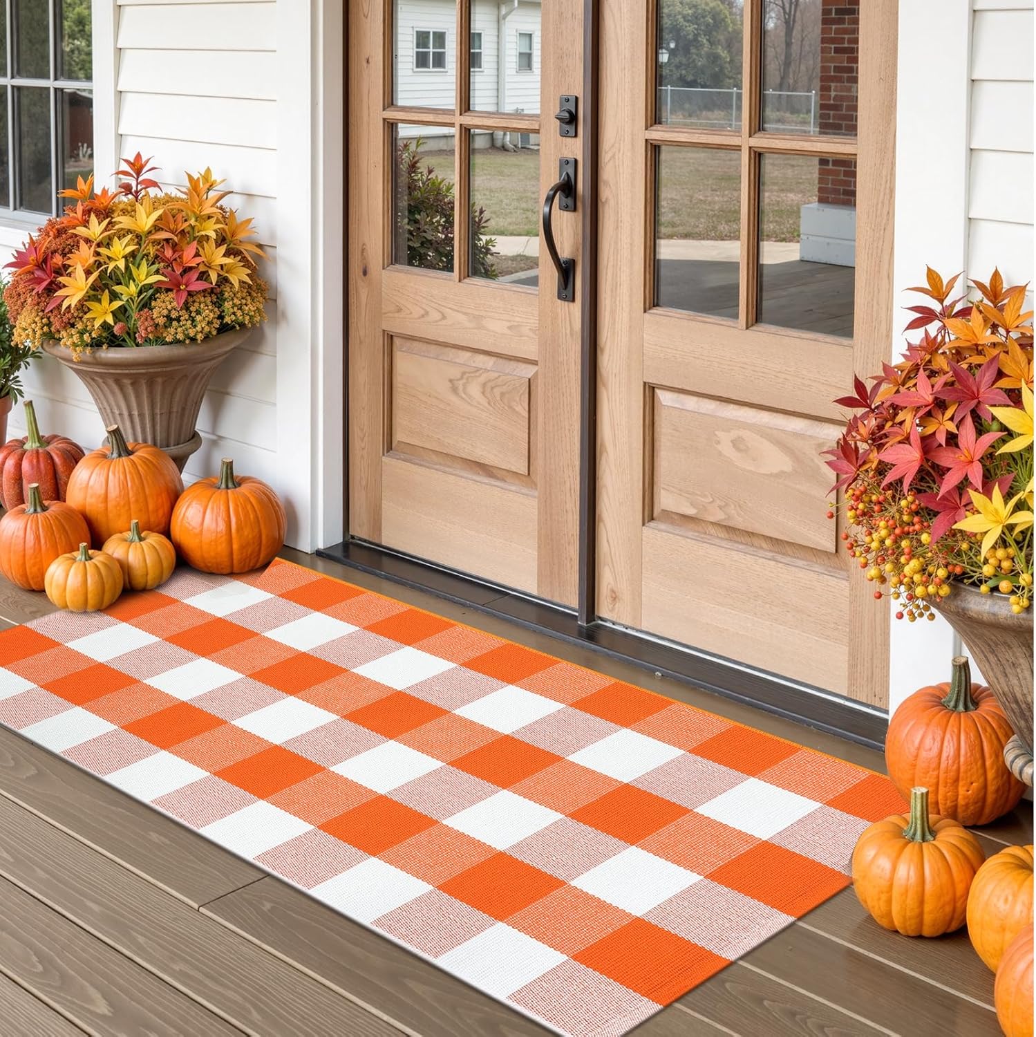 Collive Buffalo Plaid Checkered Outdoor Rug
