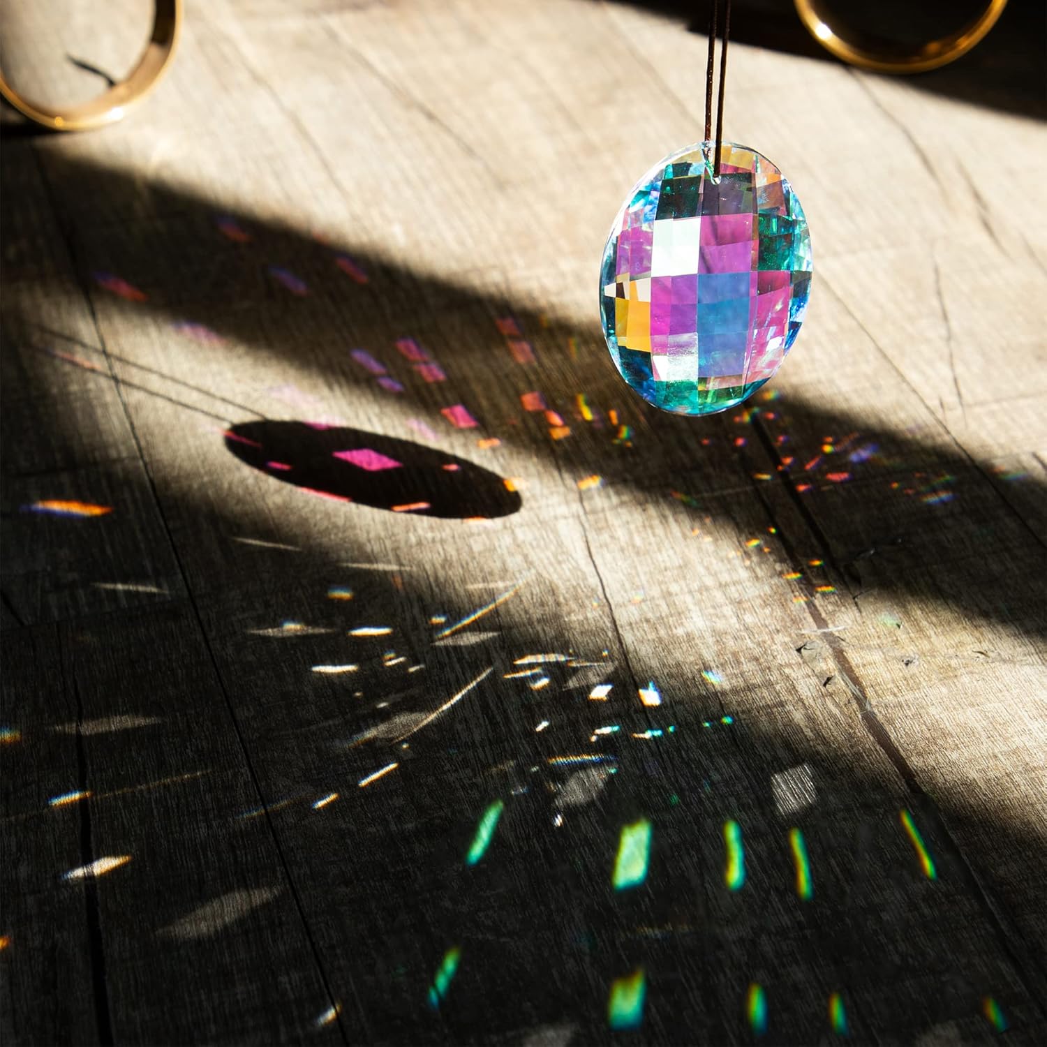 Colorful Oval Drop Crystal Chandelier Feng Shui Suncatcher