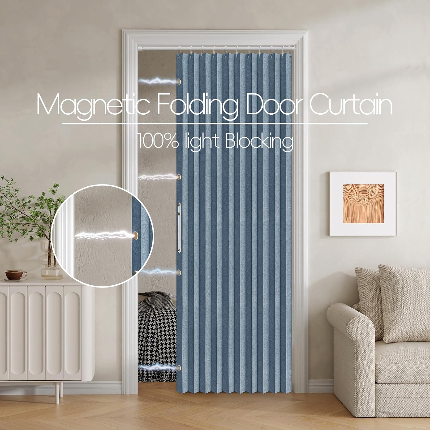 Jilron Blackout Fabric Door Curtain with Magnetic Closure
