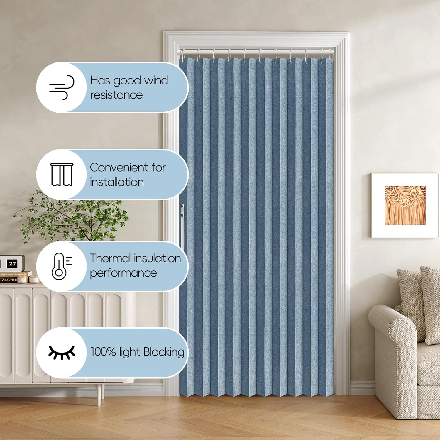 Jilron Blackout Fabric Door Curtain with Magnetic Closure
