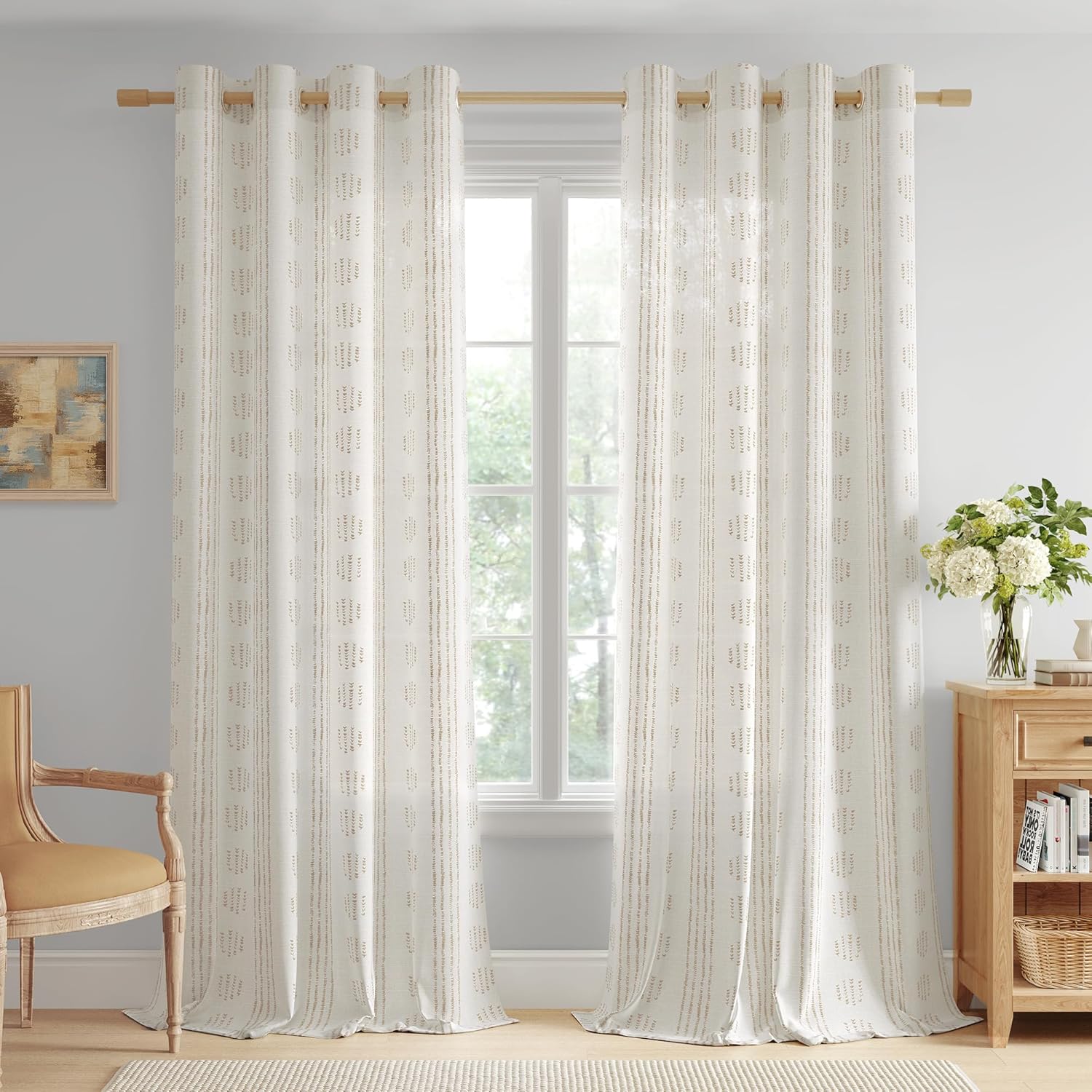 Boho Linen Curtains 84 Inches Long 2 Panels