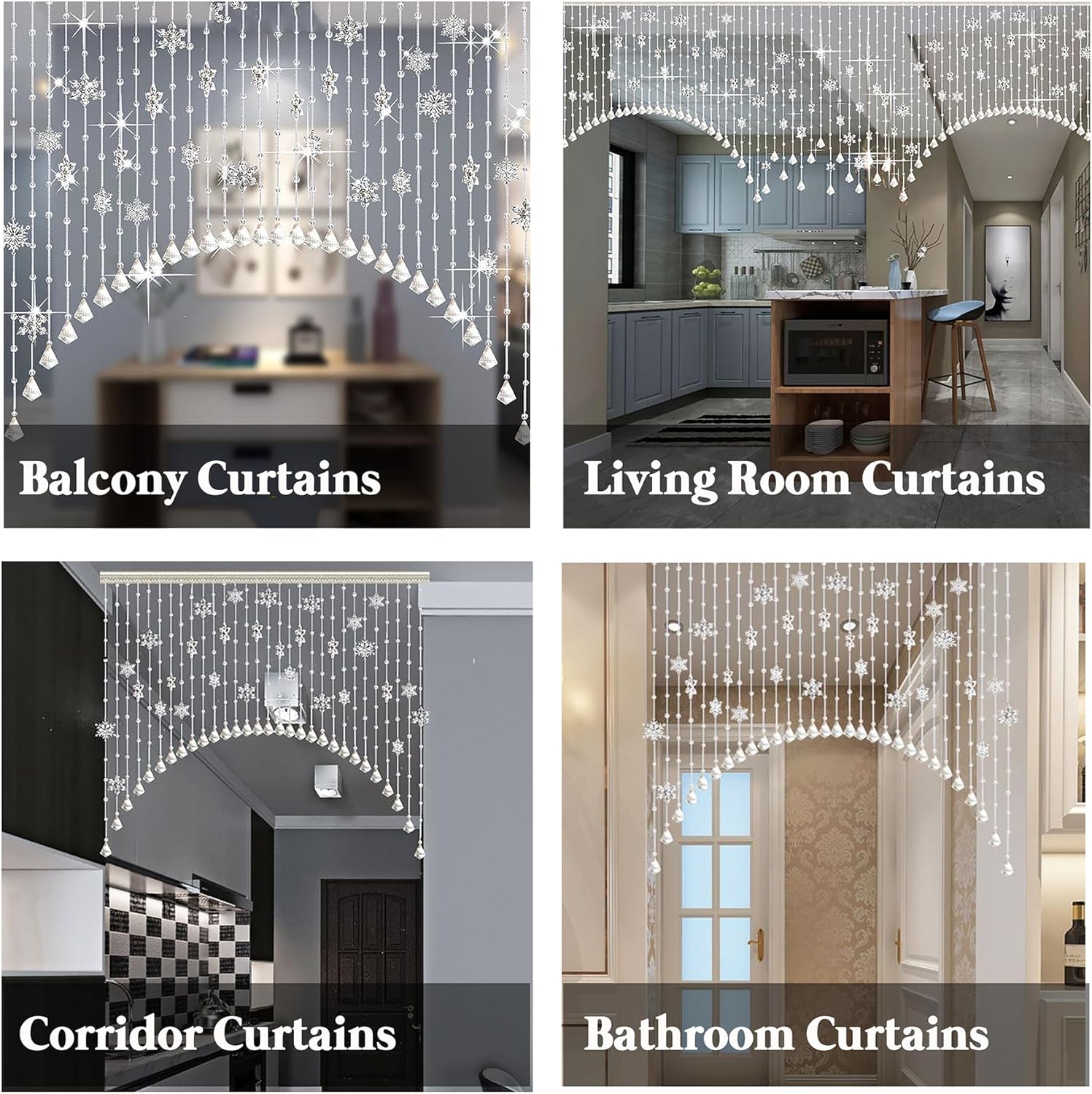XOOFMASS Crystal Beaded Curtain Door Screen 30 String 4712m