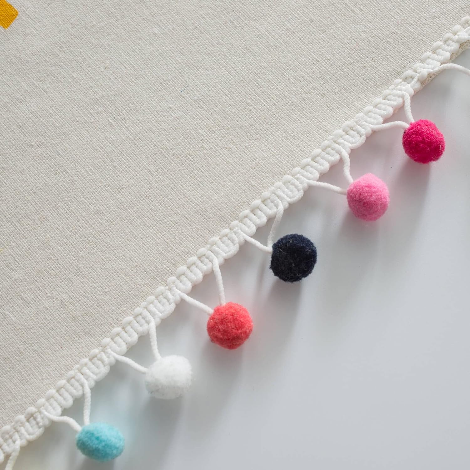 VOGOL Cotton Linen Pom Pom Curtains 59x79 Inches