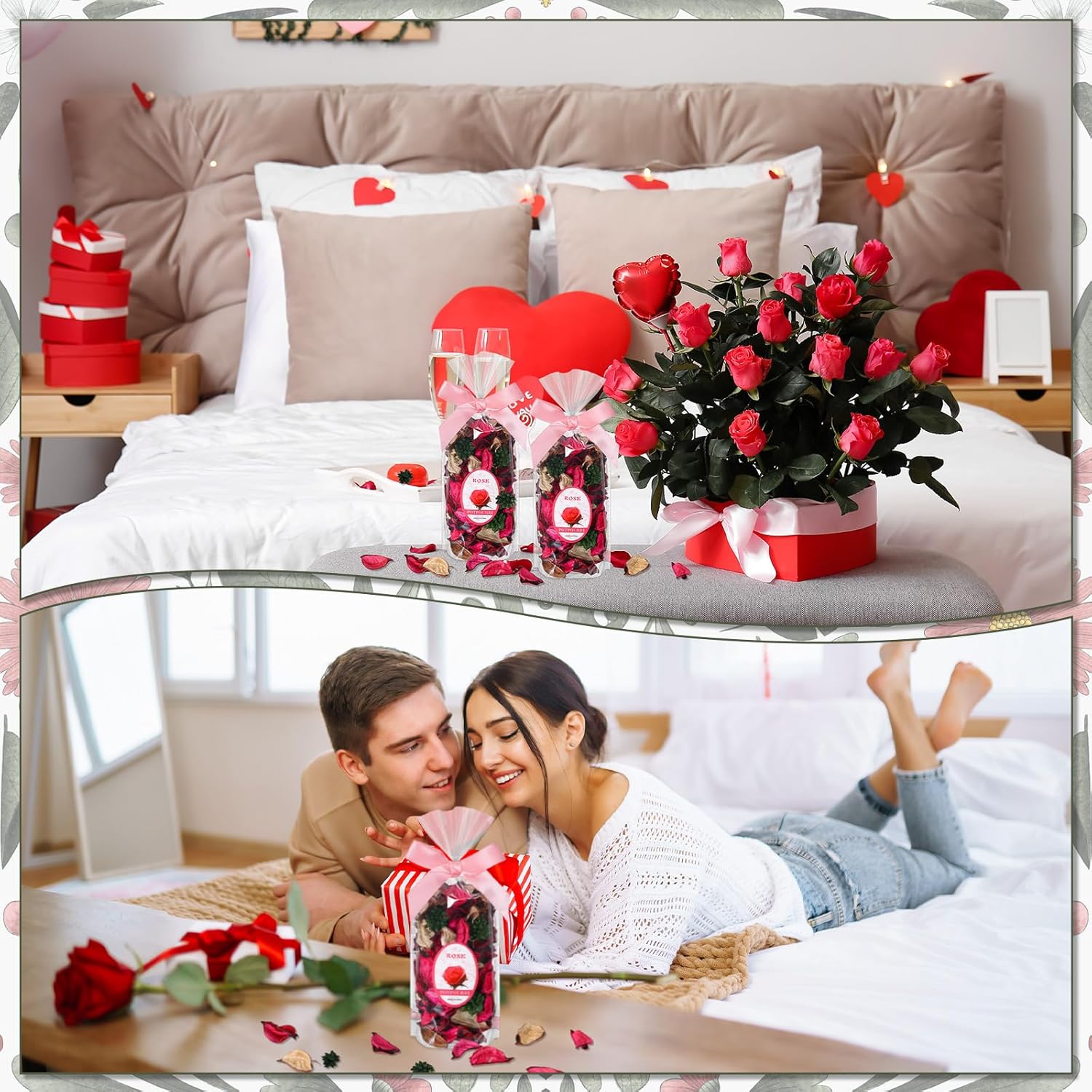 Nuanchu 6 Pcs Rose Red Potpourri Bags Home Fragrance