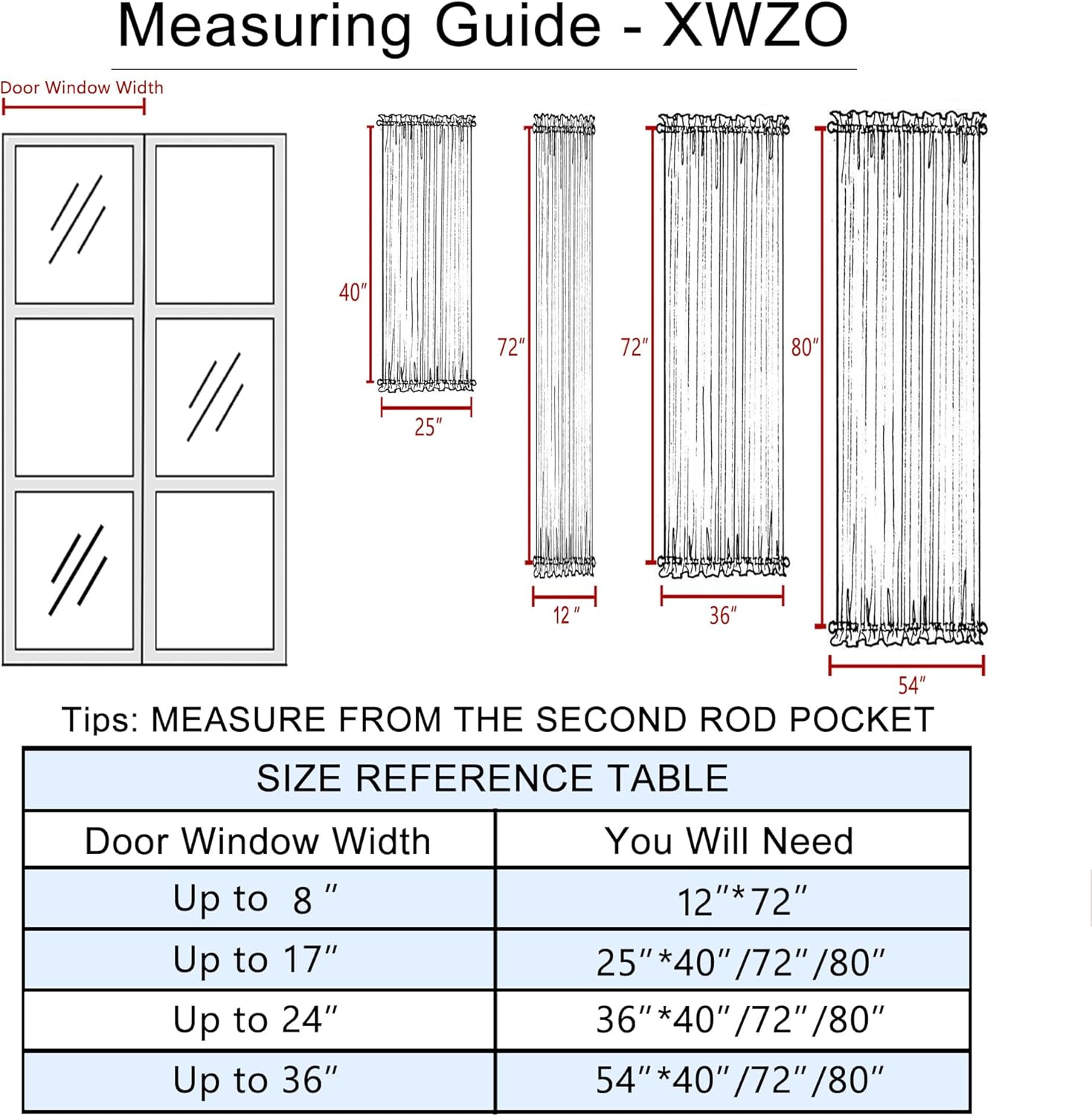 XWZO Door Curtain 36x80 Inches Greyish White 1 Panel
