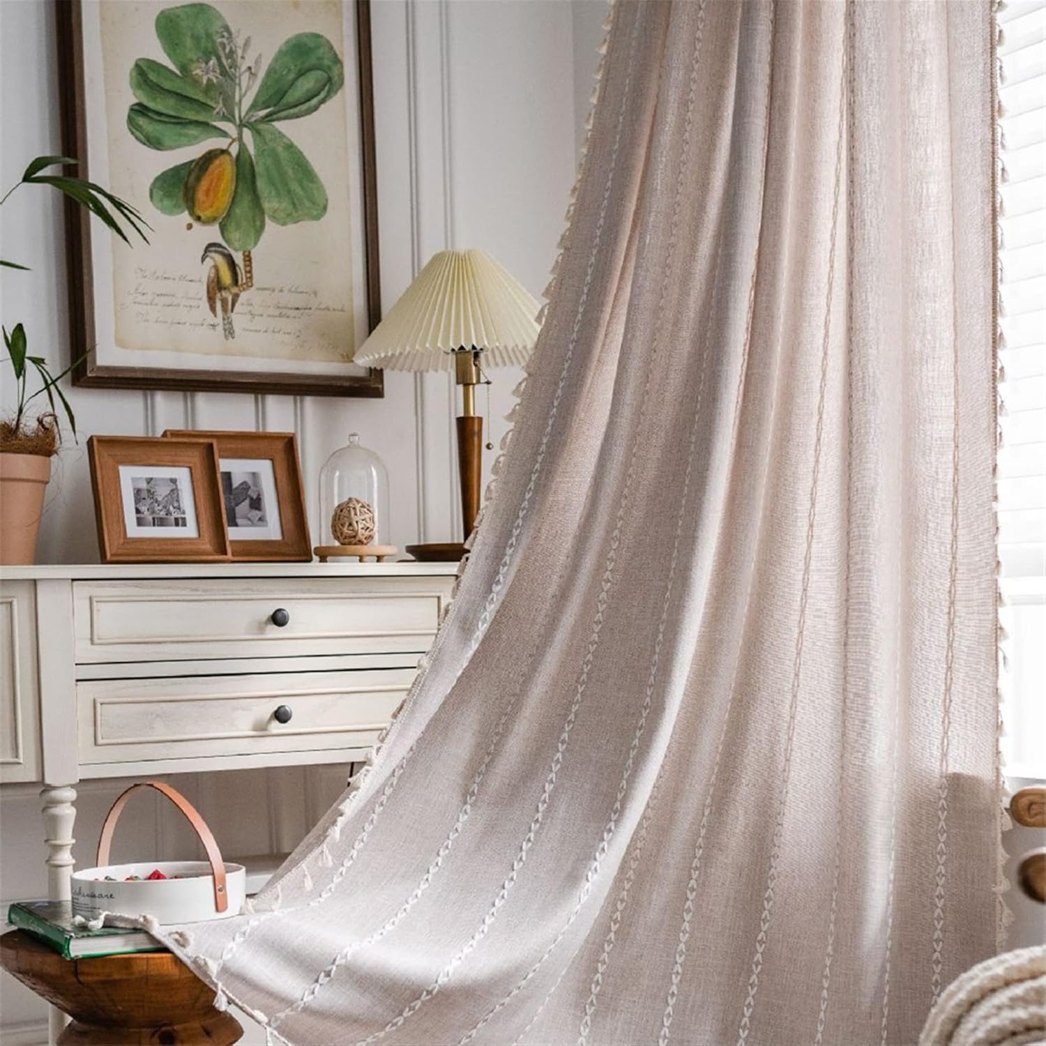 Yunsurey Light Brown Boho Curtain Panel 52x78