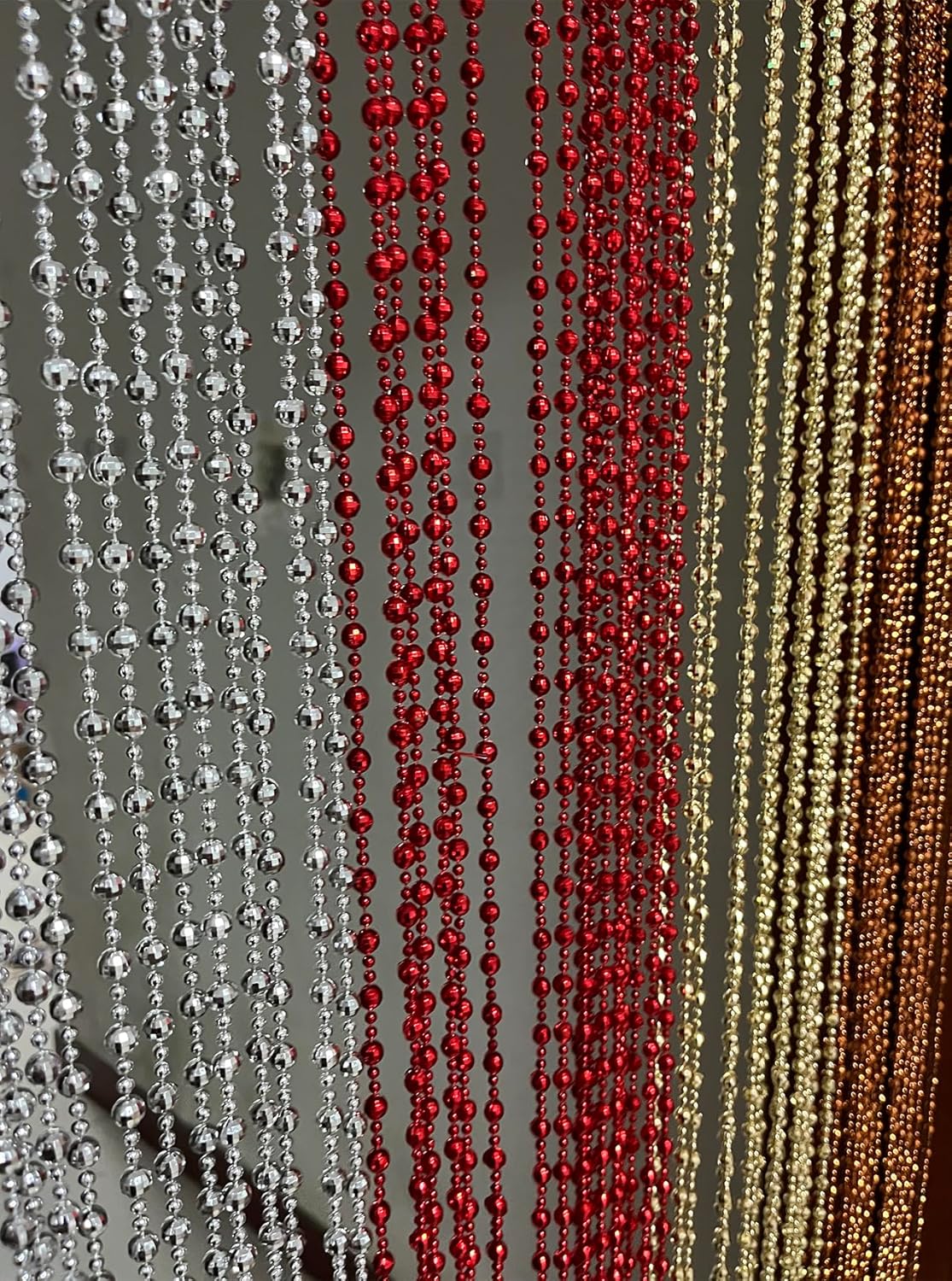 ZiDeTang Sparkling Plastic Diamond Beaded Door Curtain Panel Red