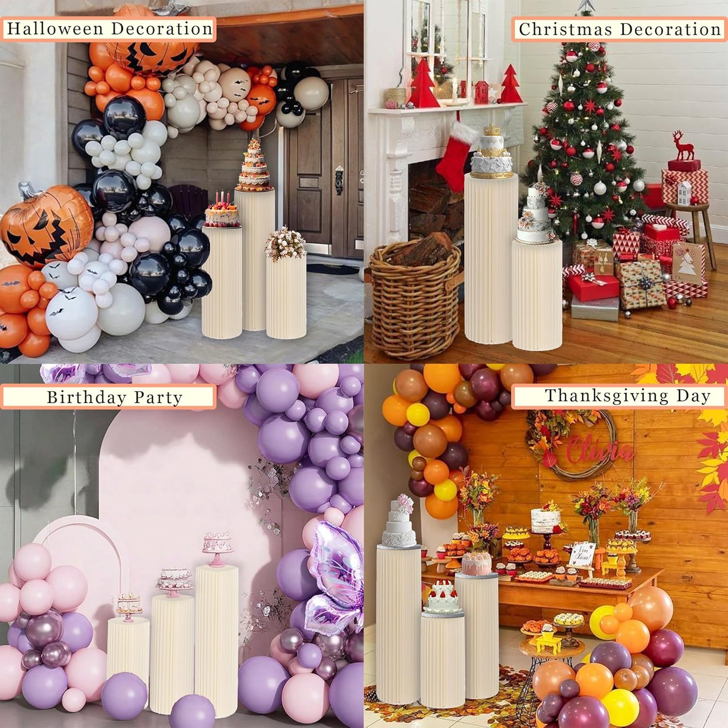 5 Pcs Foldable Cylinder Pedestal Stand for Party Decor
