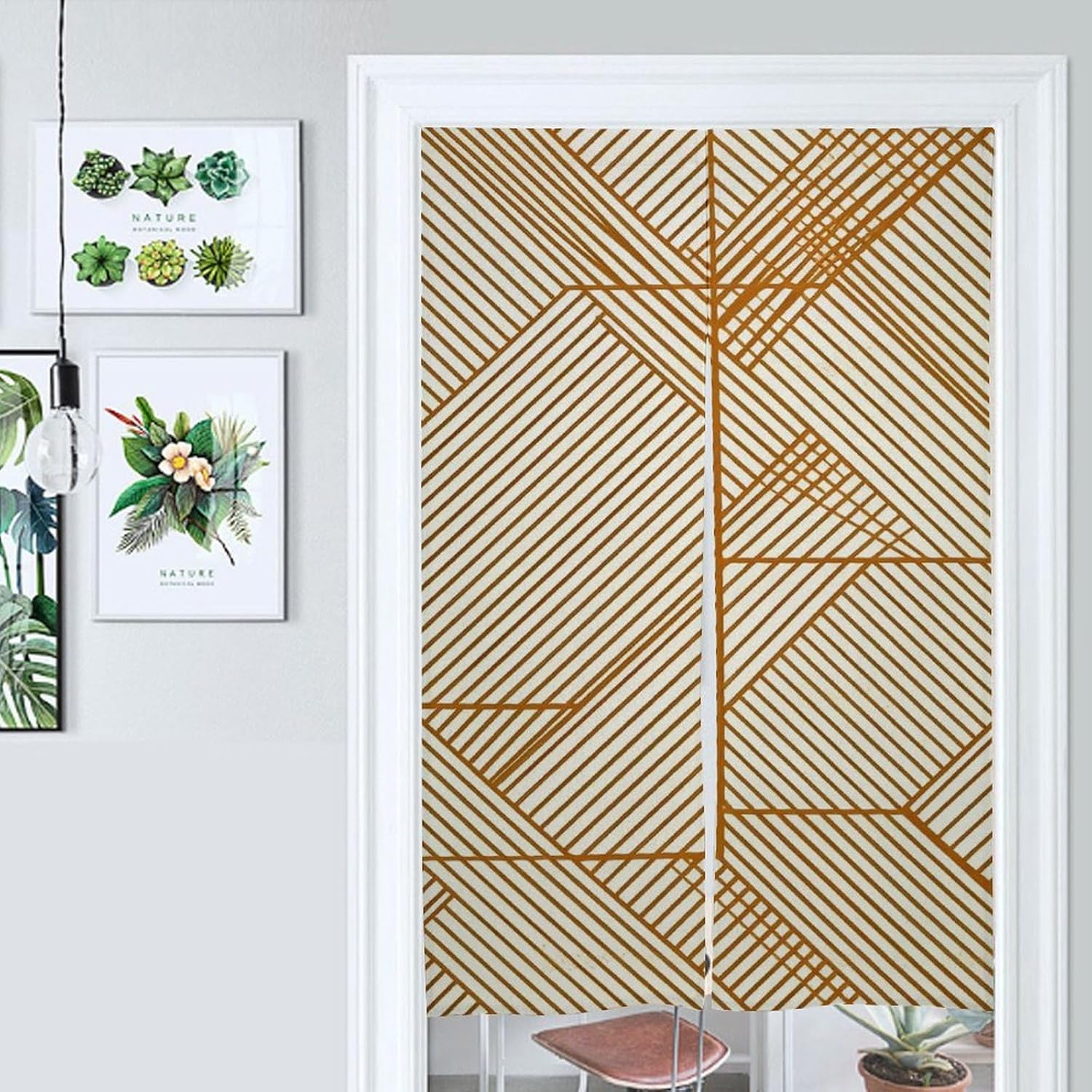 Japanese Noren Door Curtain with Gold Thread Pattern