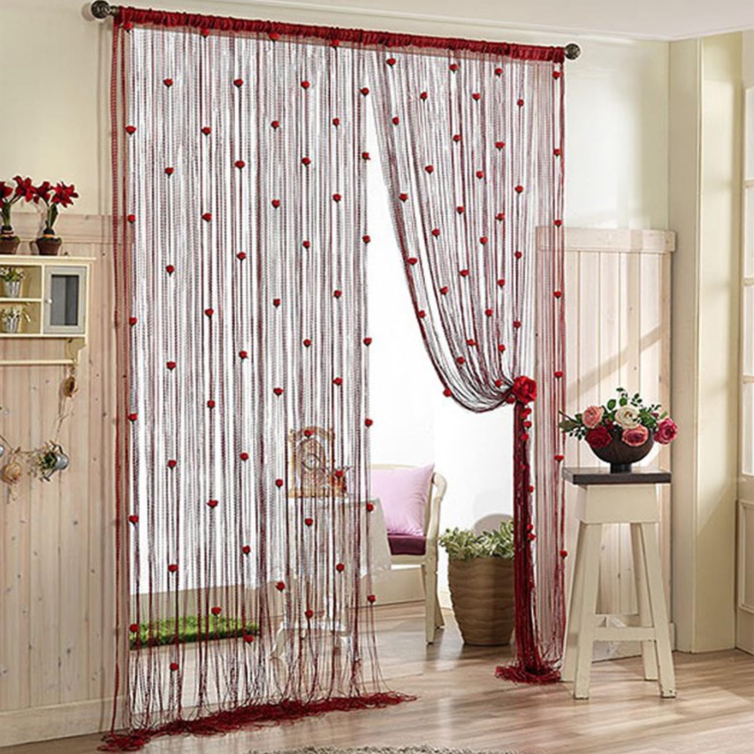 RJDJ Rose Thread Door Curtain in Blue