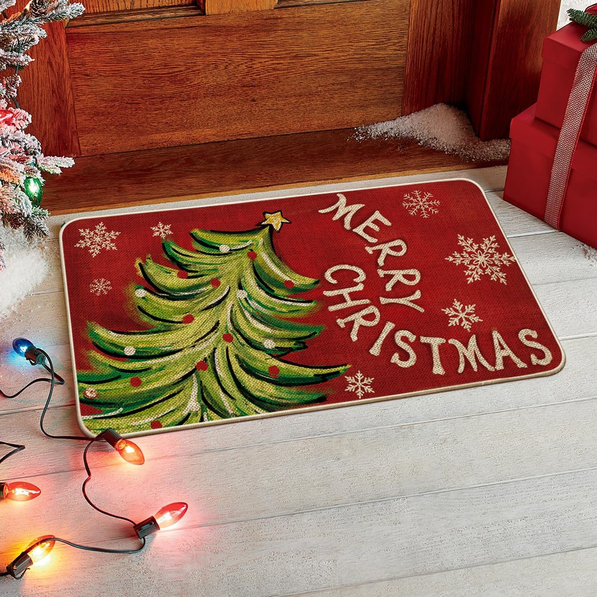 Artoid Mode Xmas Tree Doormat for Indoor Outdoor