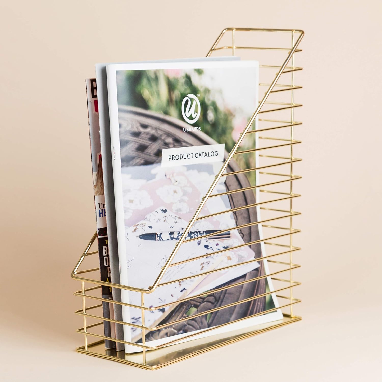 U Brands Metal Magazine Holder Gold