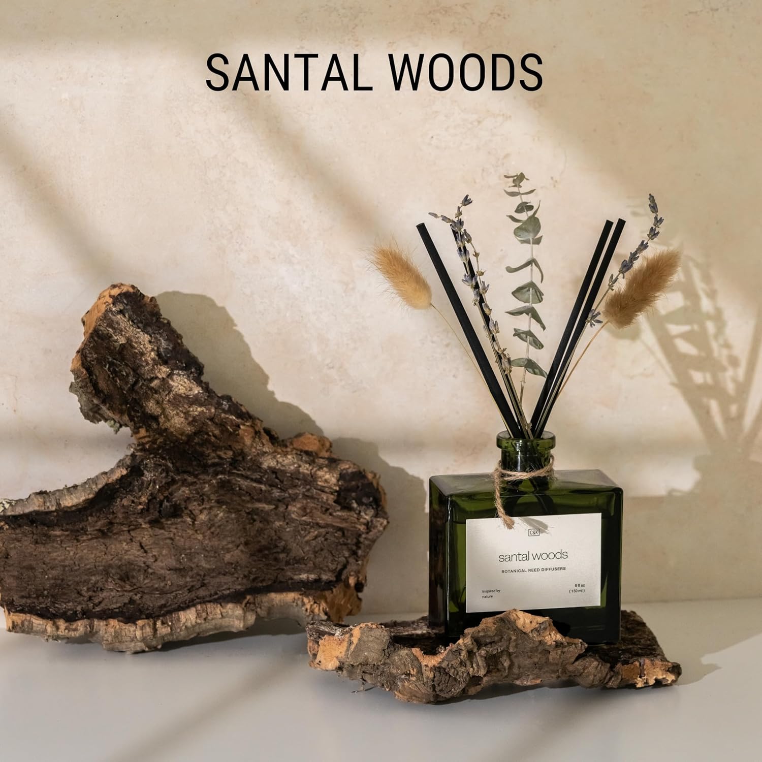 Craft Kin Reed Diffuser with Dried Flowers 5 Oz Santal Woods