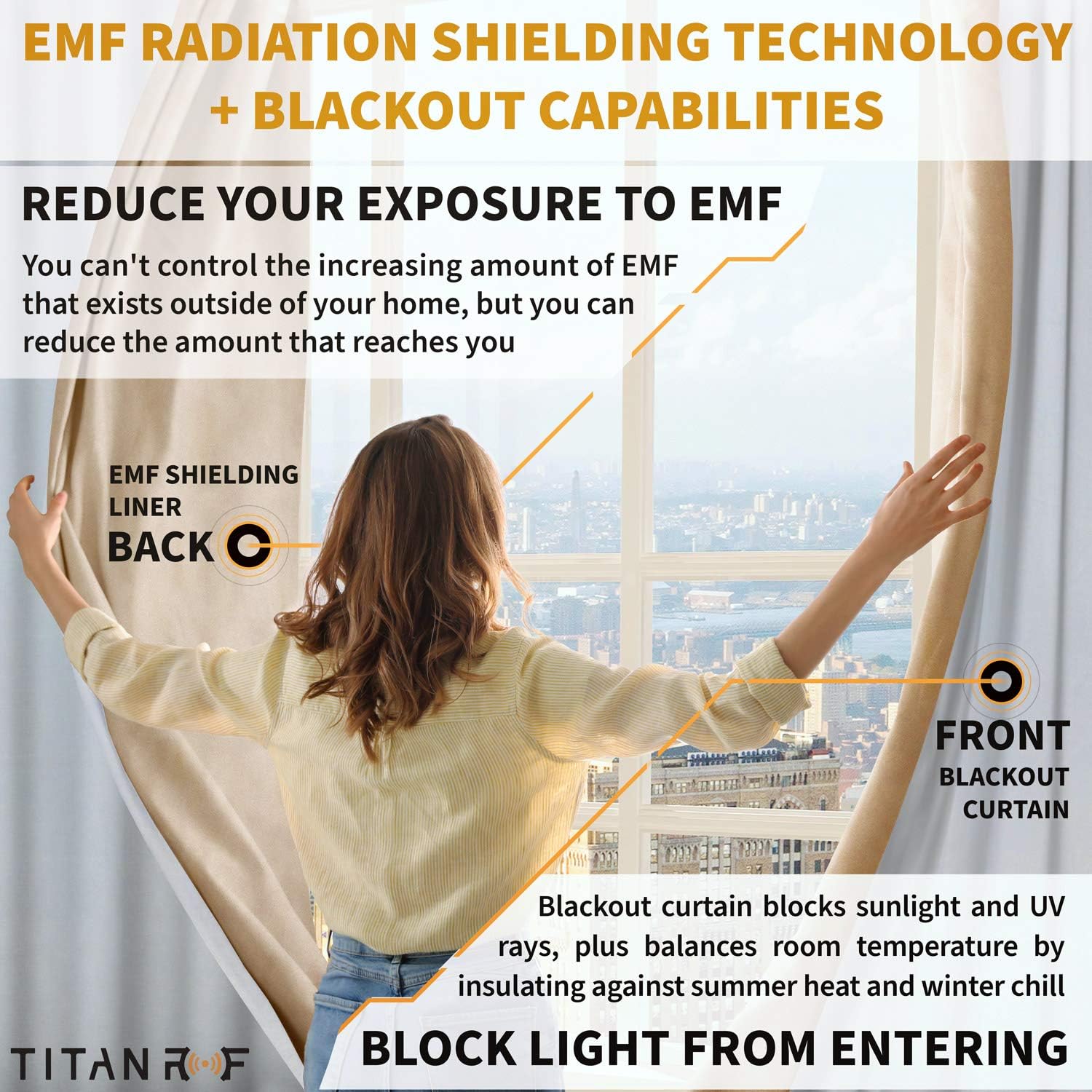 Mission Darkness TitanRF Radiation Shielding Curtains 52x84