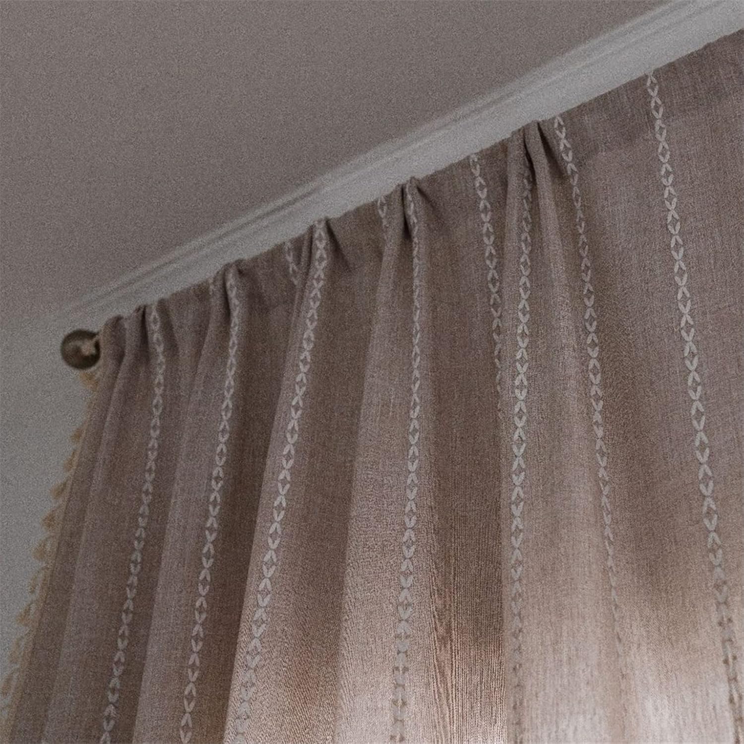 Yunsurey Light Brown Boho Curtain Panel 52x78