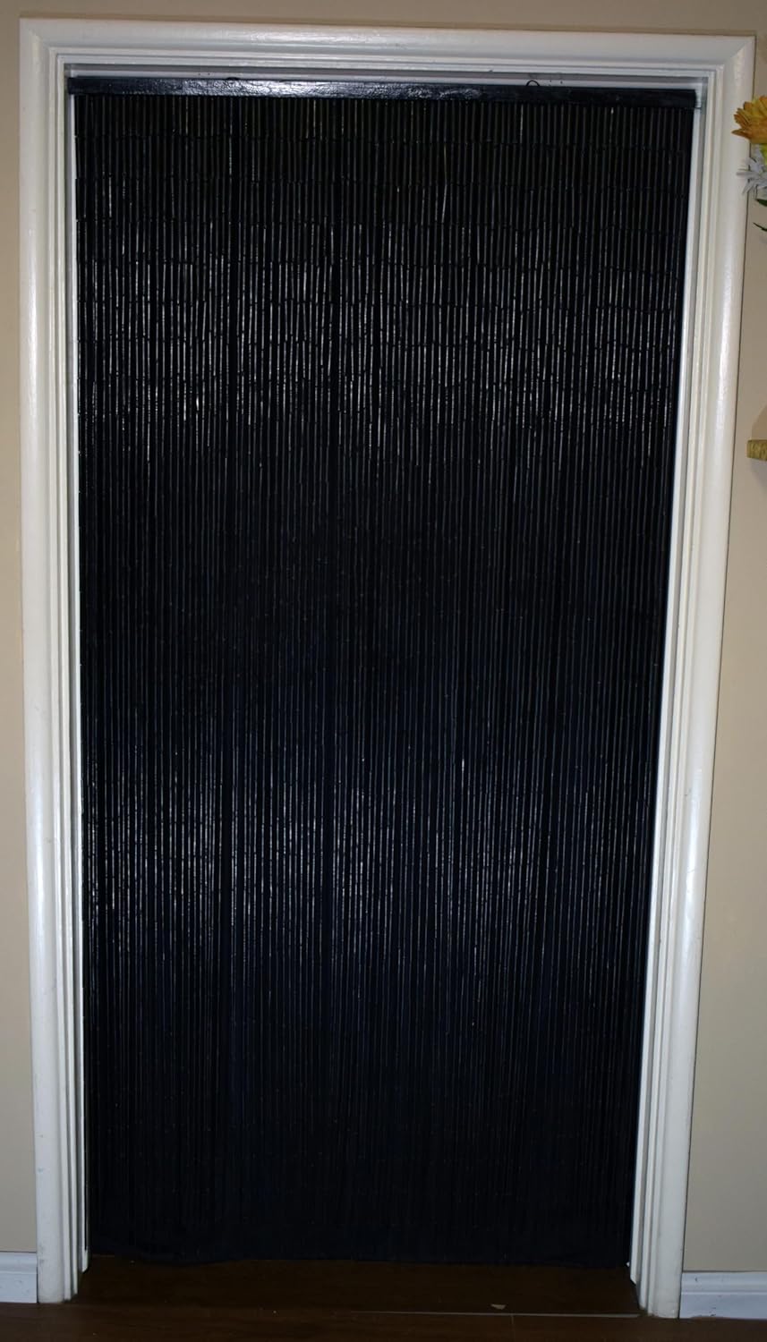 Bamboo Beaded Curtain Room Divider Black