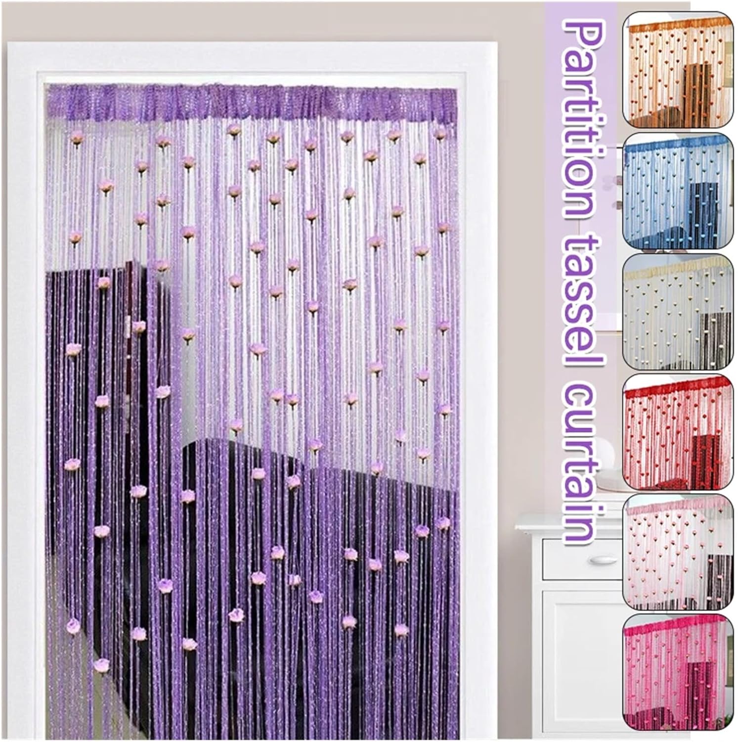 Floral String Curtains 100x200cm Decorative Panel Divider