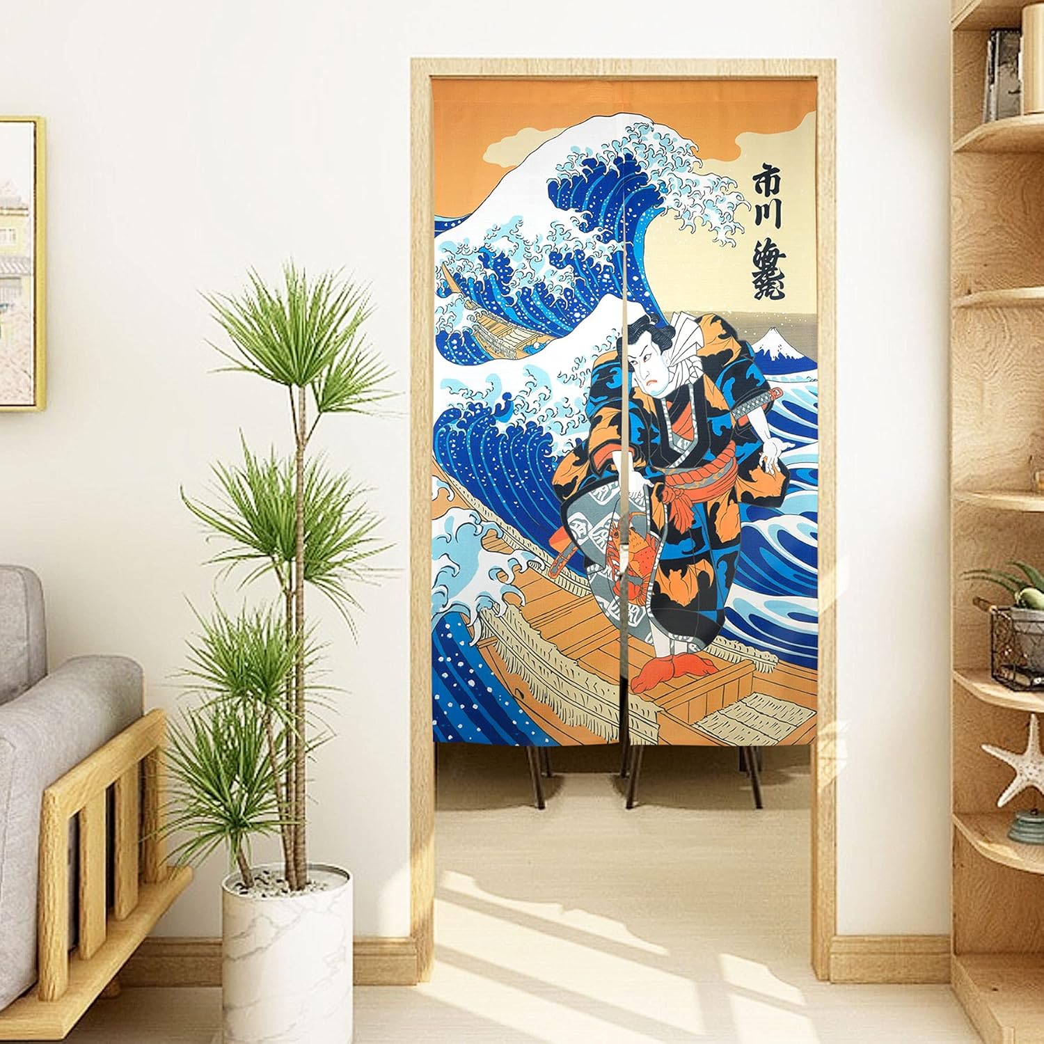 LIGICKY Noren Curtain The Great Wave Door Divider