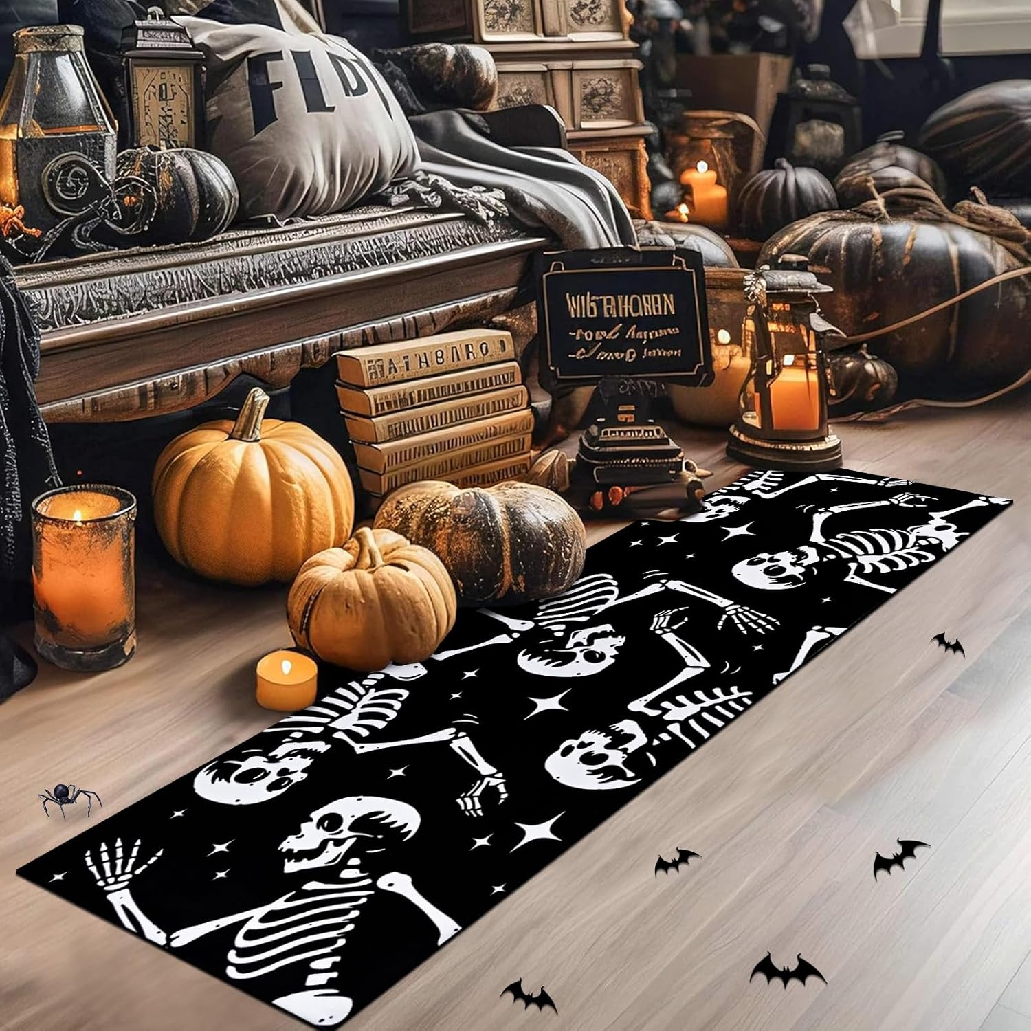 Likiyol Halloween Runner Rug - Skeleton Design