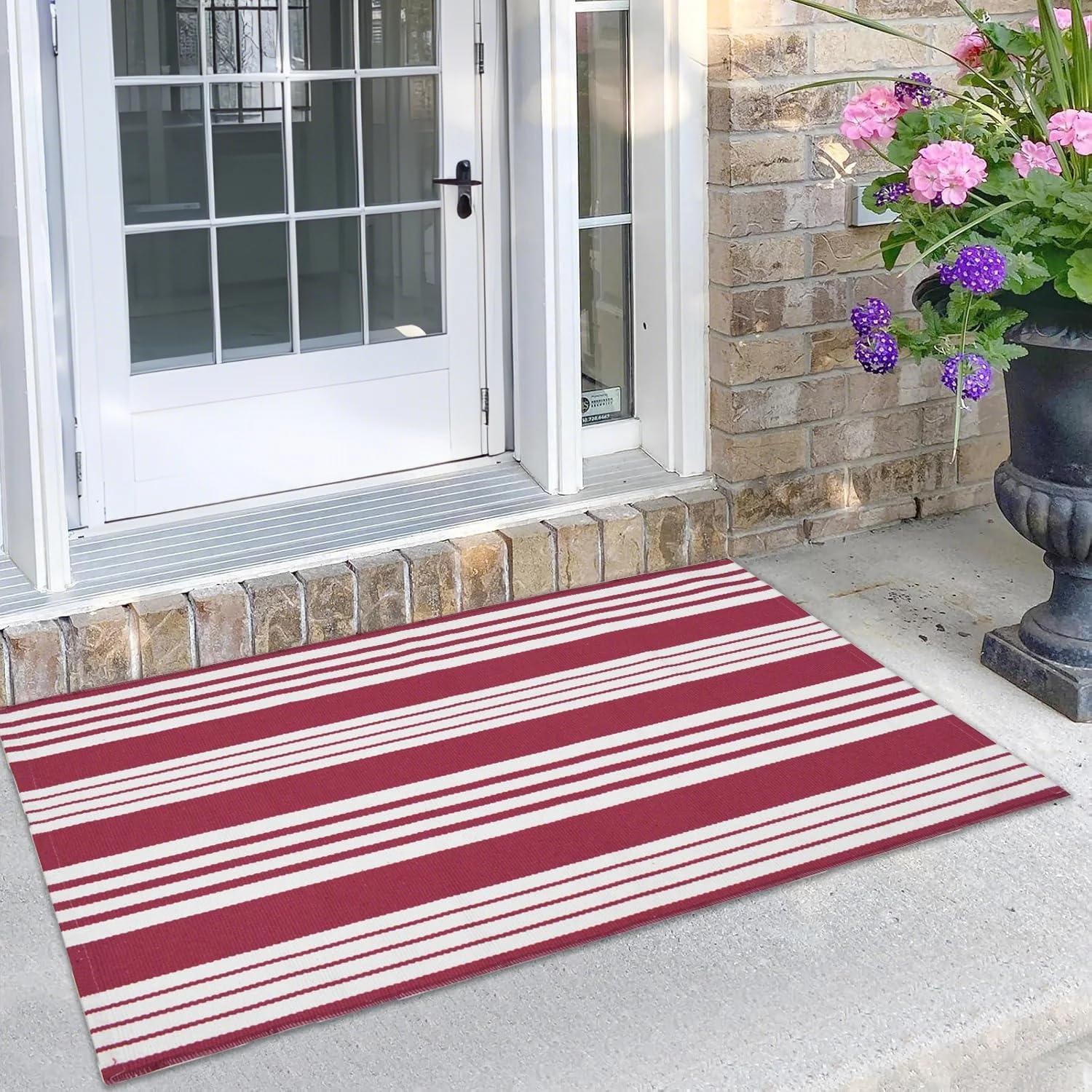 USTIDE Red and White Striped Area Rug 236 x 51 Inches