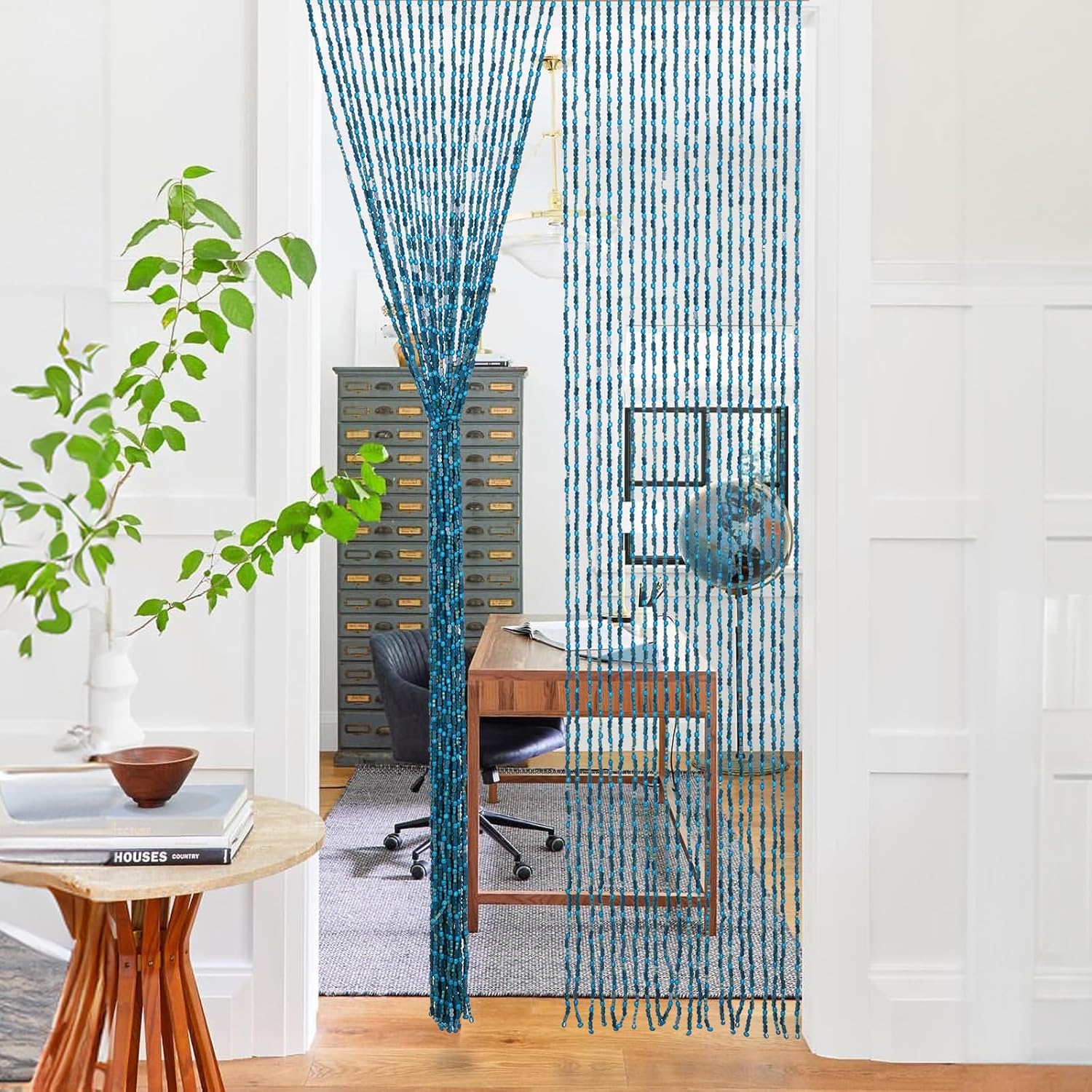 BECHAEO Handmade Blue Door Curtain 355x75 Inches