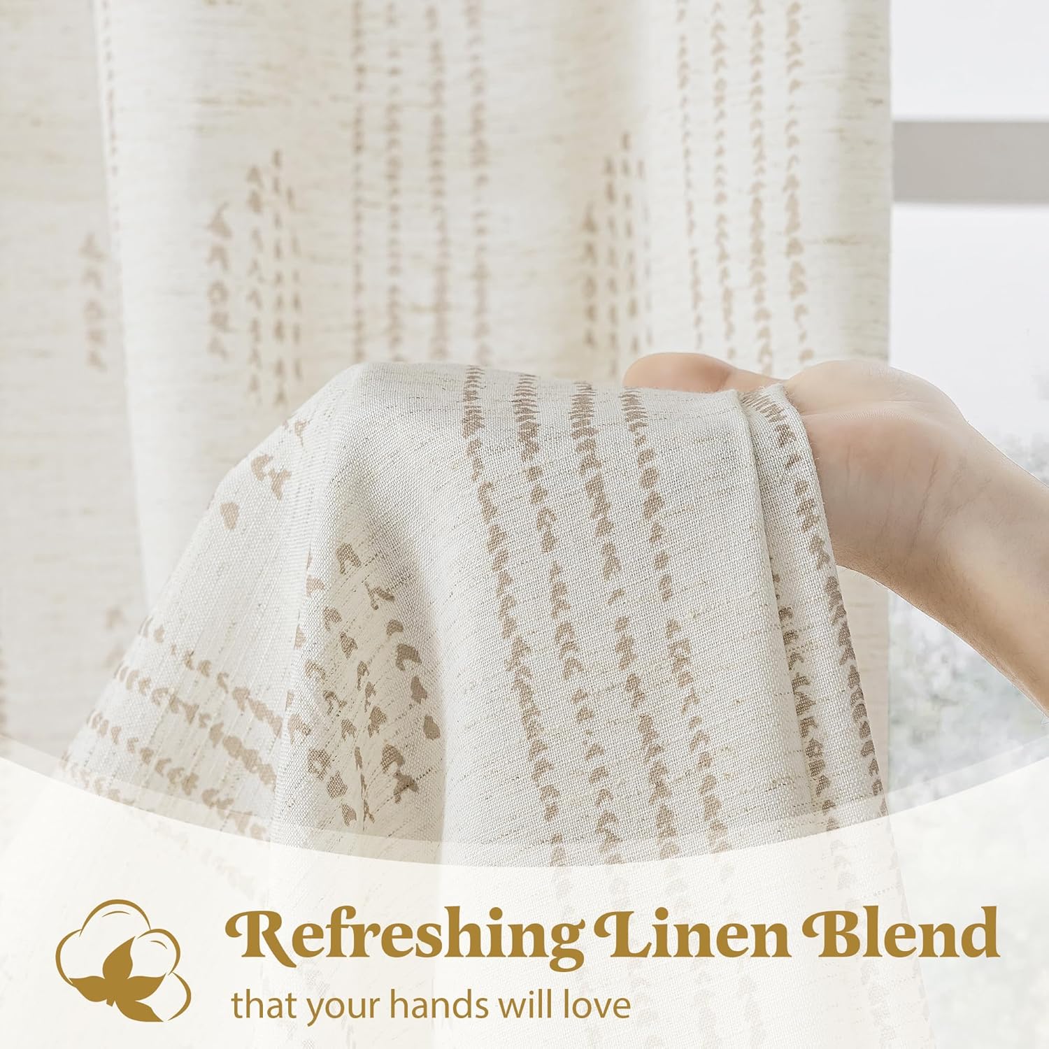 Boho Linen Curtains 84 Inches Long 2 Panels