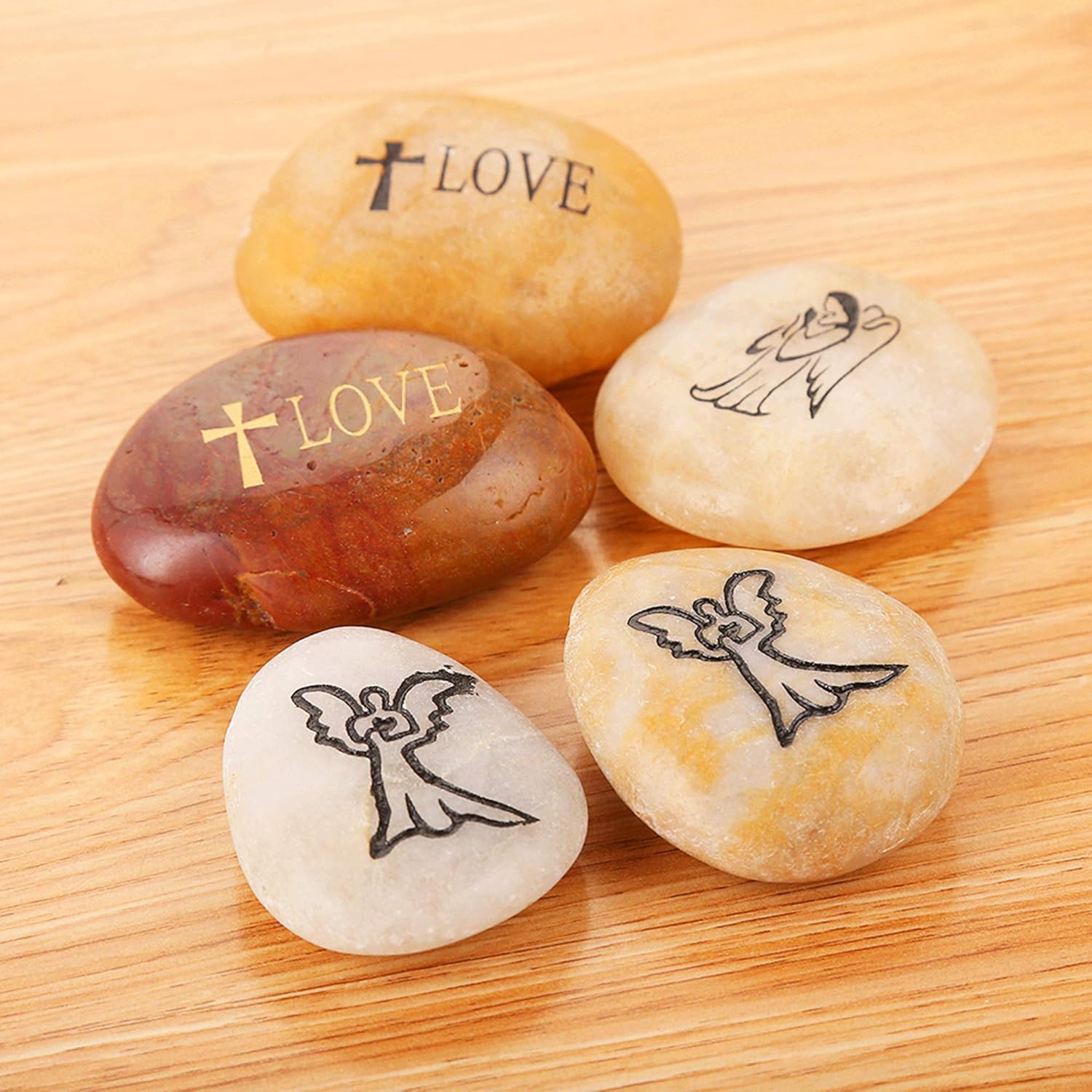 ROCKIMPACT 12PCS Engraved Hope Love Faith Stones for Prayer and Inspiration