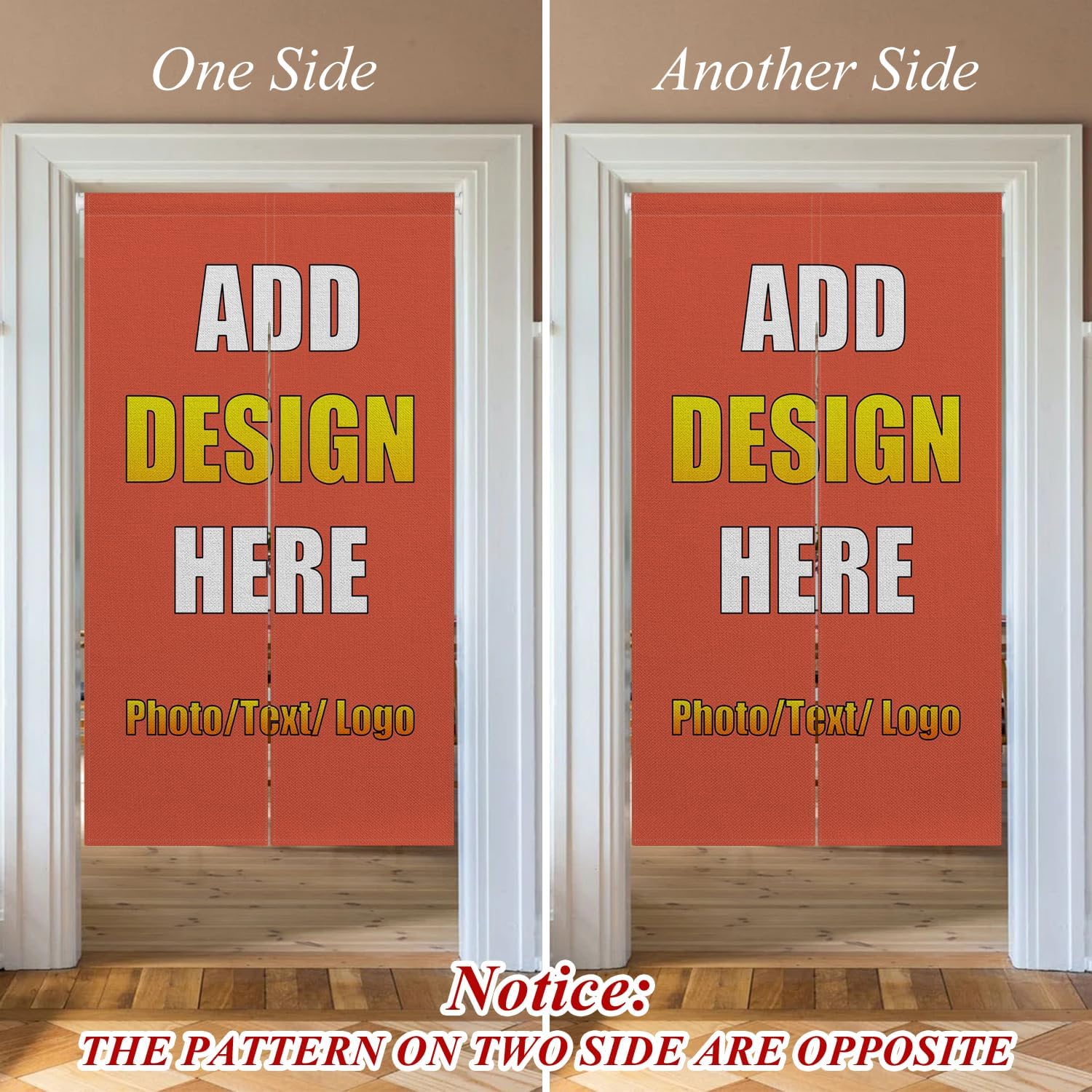 Custom Double Sided Noren Curtain with Photo Text Logo