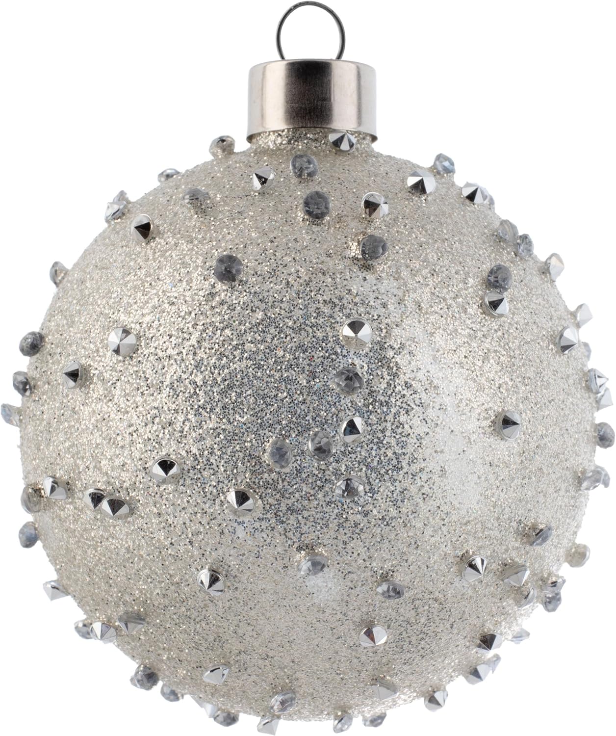 Karma Christmas Hanging Ornament Metallic Beaded Glass Ball