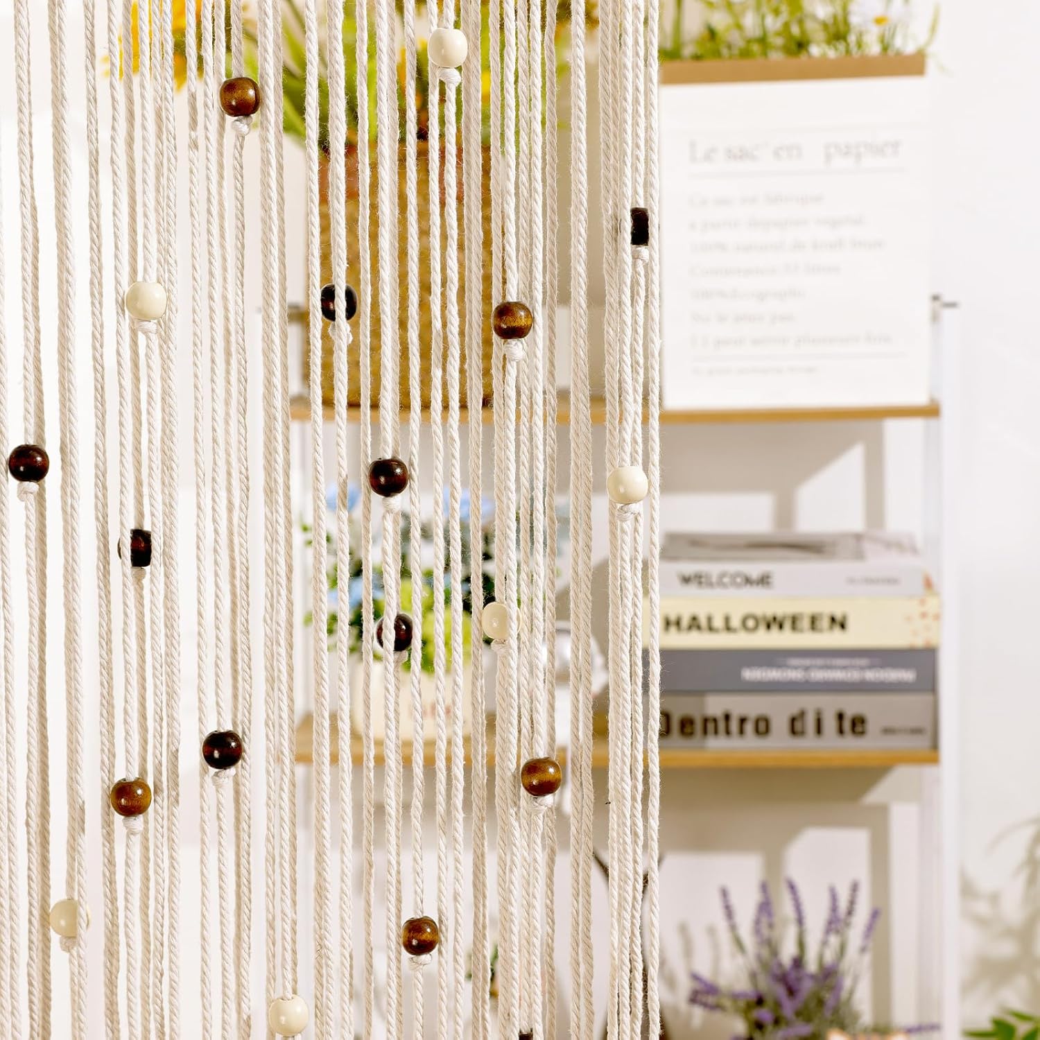 BECHAEO Boho Macrame Beaded Curtain Door Divider