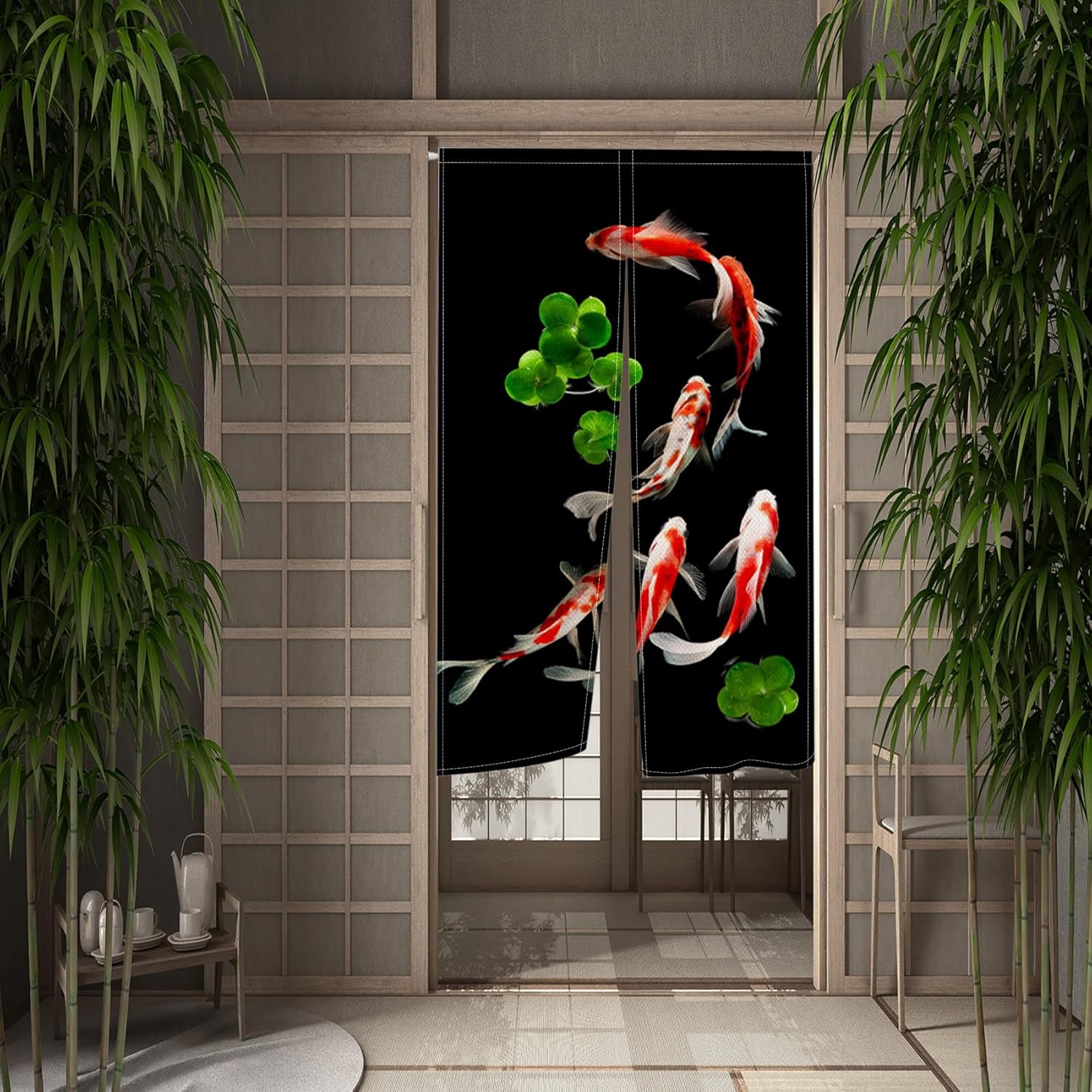 Koi Fish Noren Doorway Curtain 285x473 In