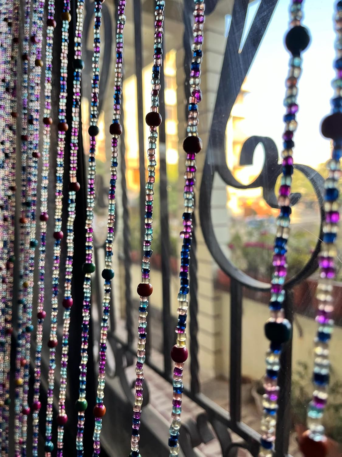 Mango Gifts Bohemian Beaded Curtain 76 Inch Multicolour Glass Beads Strings