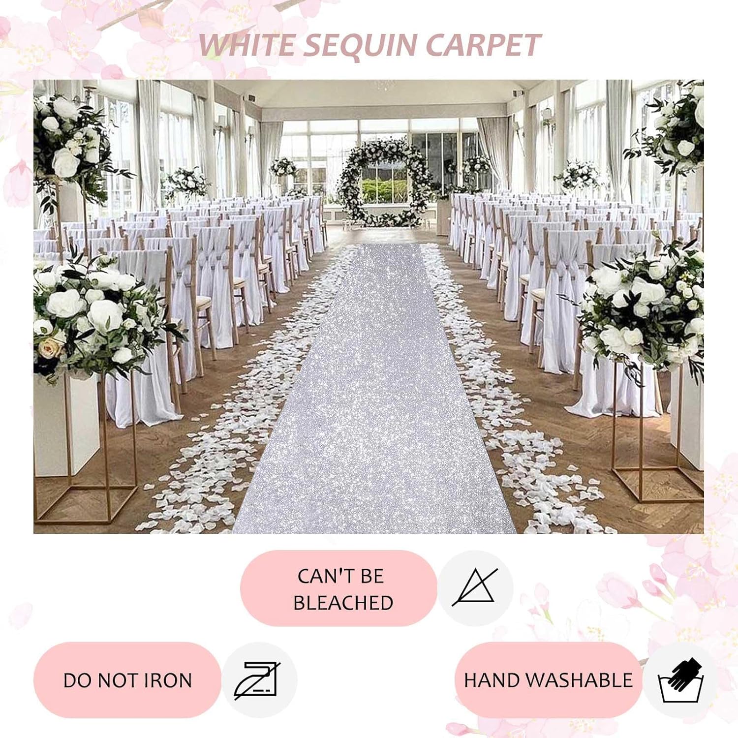 Silver Sequin Aisle Runner 2FTx15FT for Christmas Prom Party