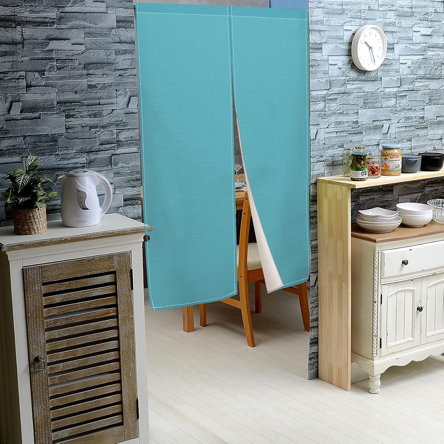 Leowefowa Solid Turquoise Blue Noren Curtain Door Divider
