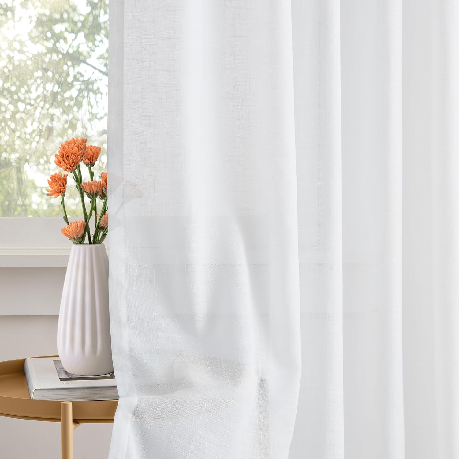 WEST LAKE White Pinch Pleated Sheer Curtains 84 Inches Long
