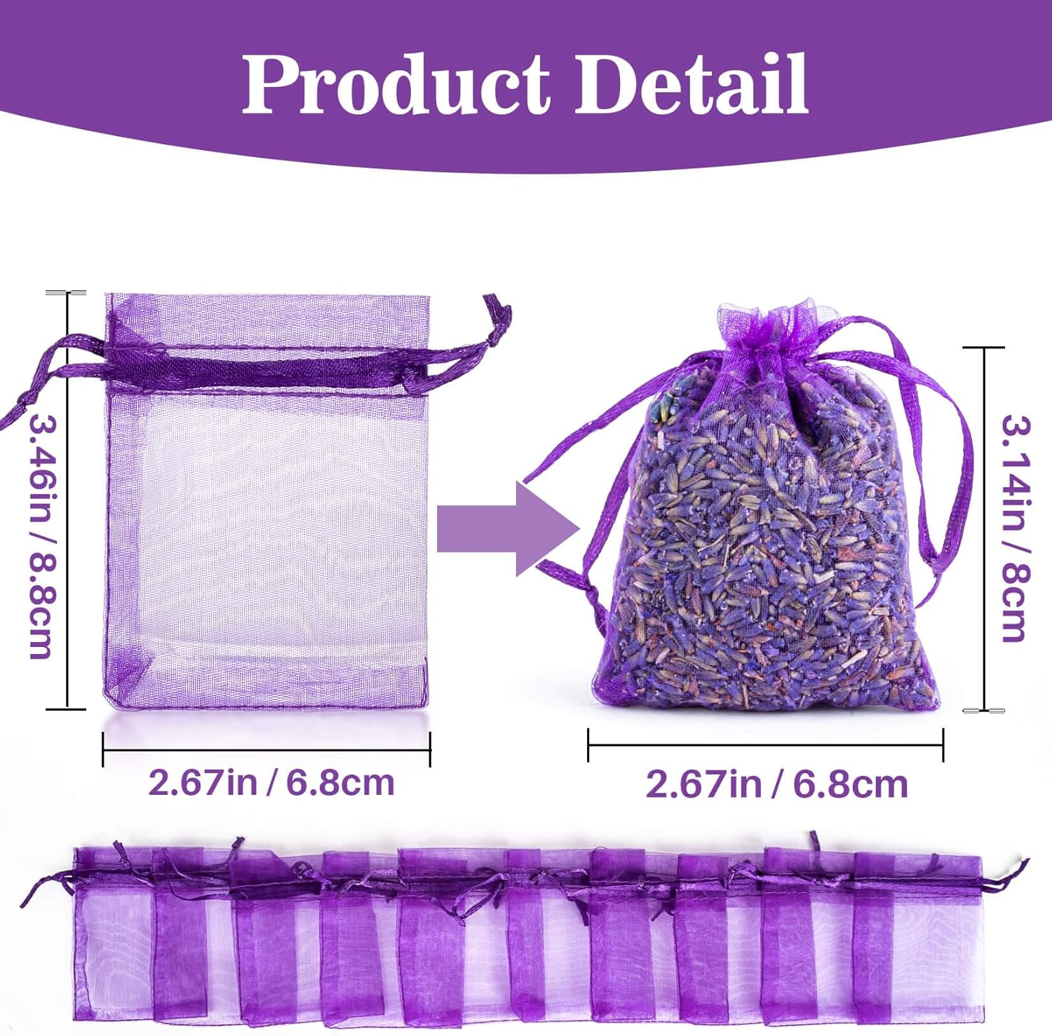 Sukh 66OZ Lavender Sachet Bags - Fresh Dried Lavender for Home Fragrance