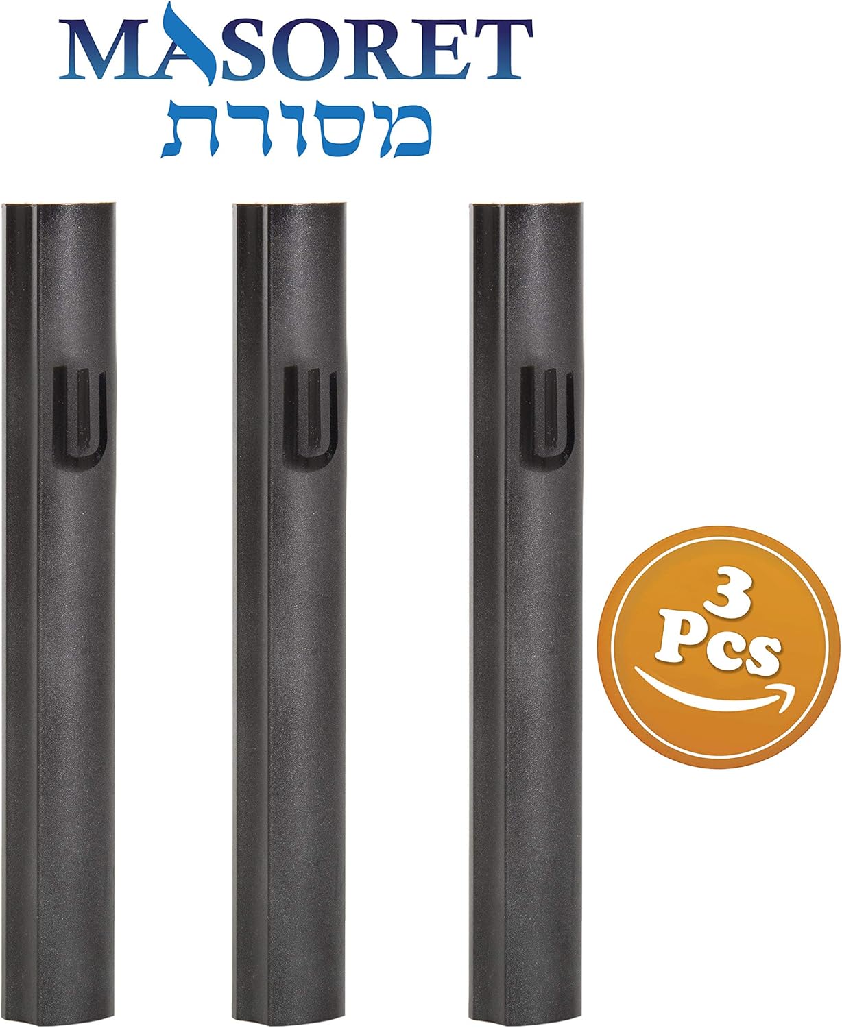 3-Piece Aluminum Door Mezuzah Cases with Hebrew Scroll Holder