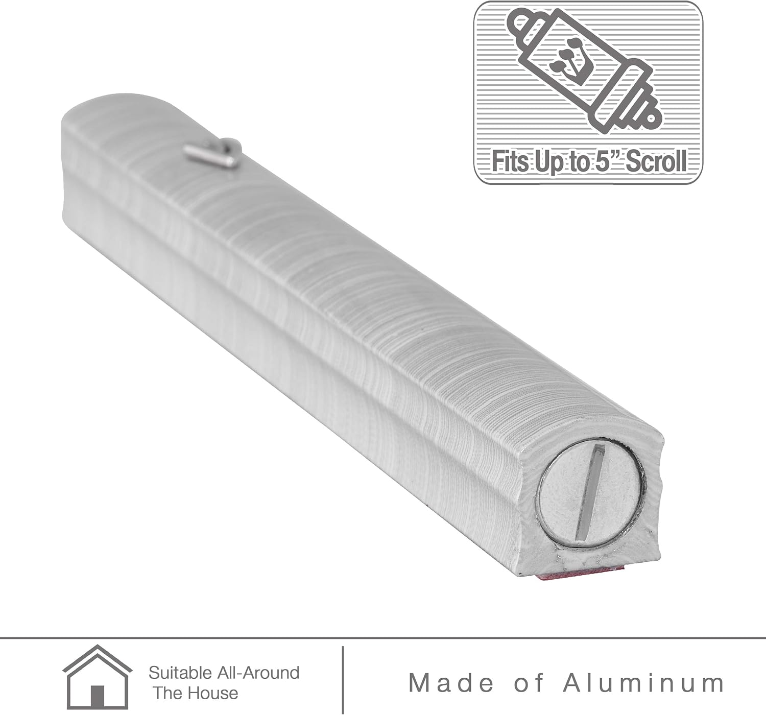 Aluminum Mezuzah Case with 3D Shin Design 6 Inches